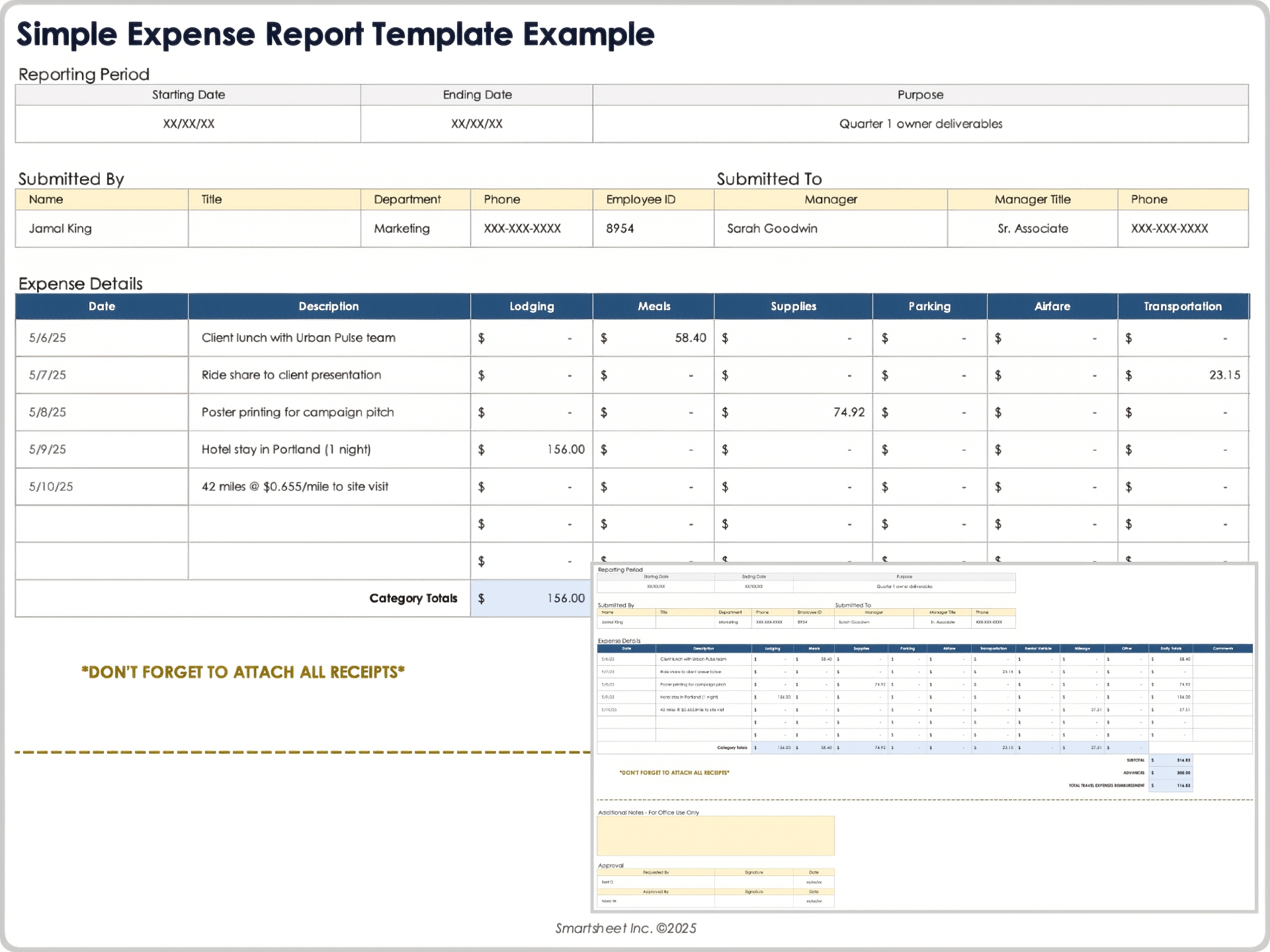 expense sheet multiple companies