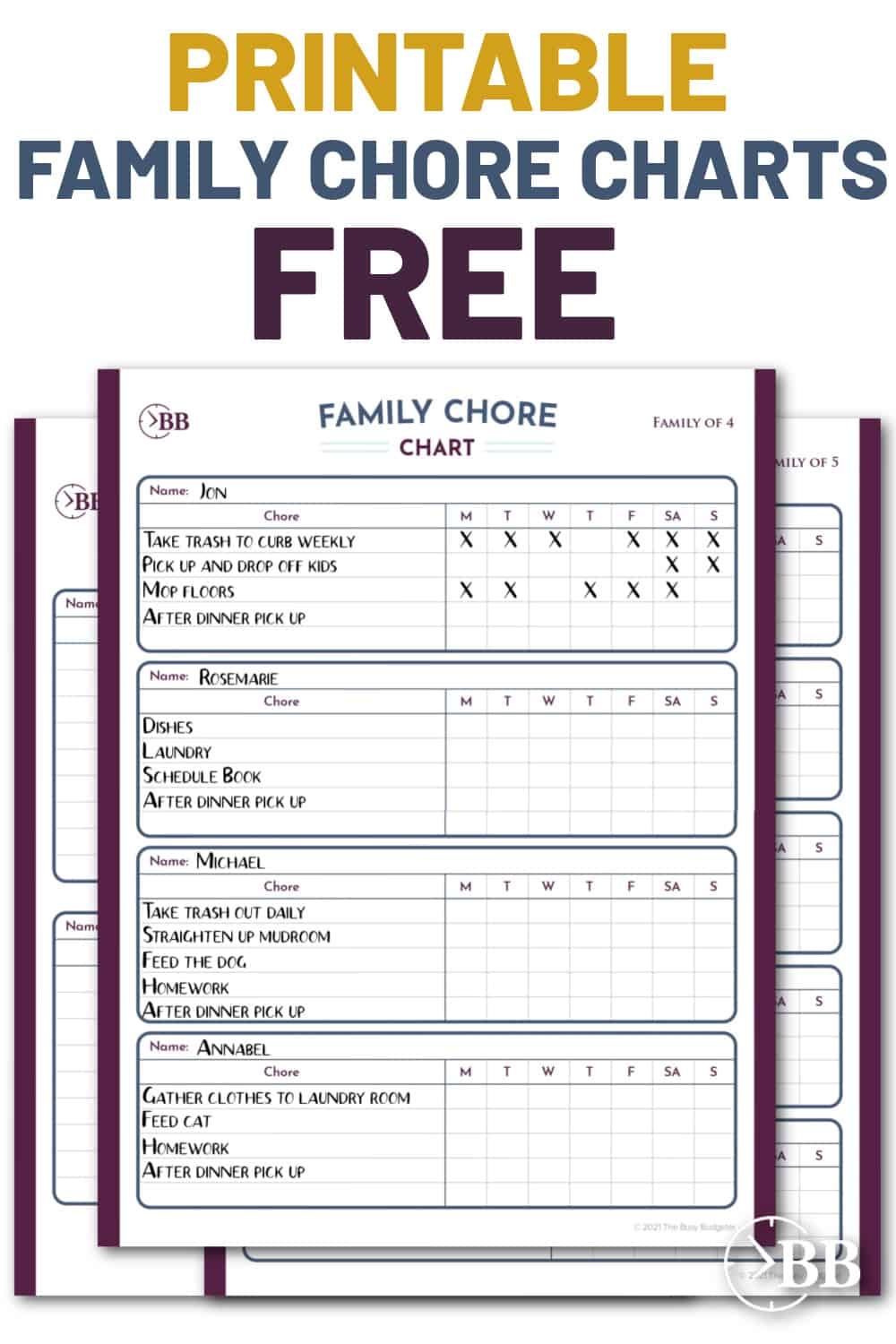 printable household chore chart