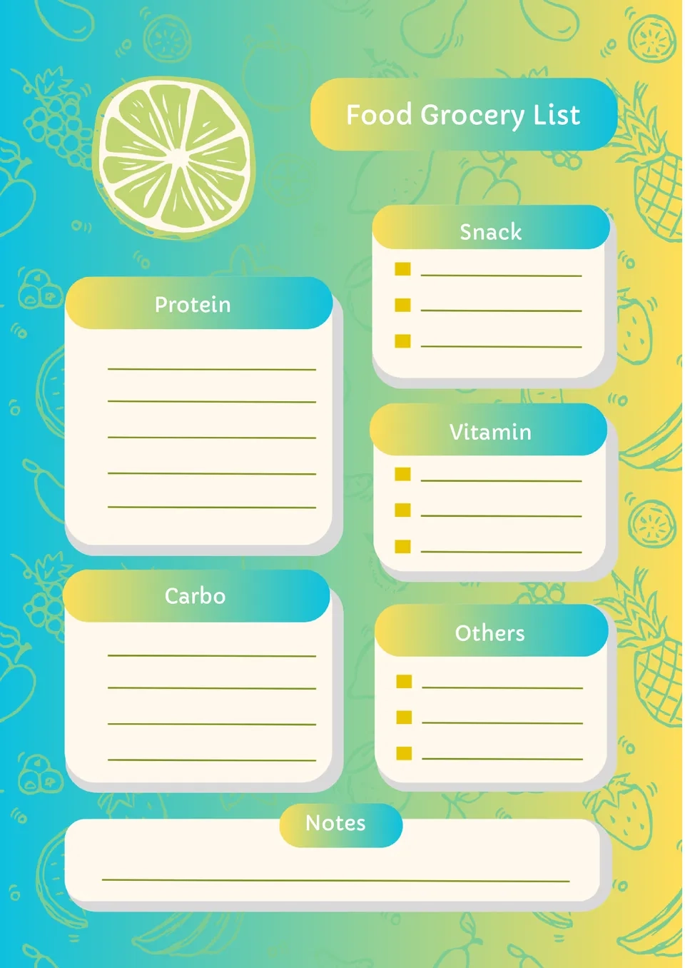 grocery list template google docs