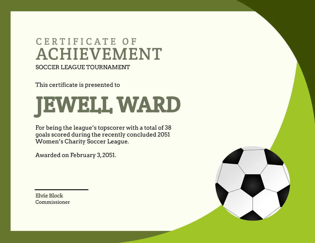 soccer certificate template free