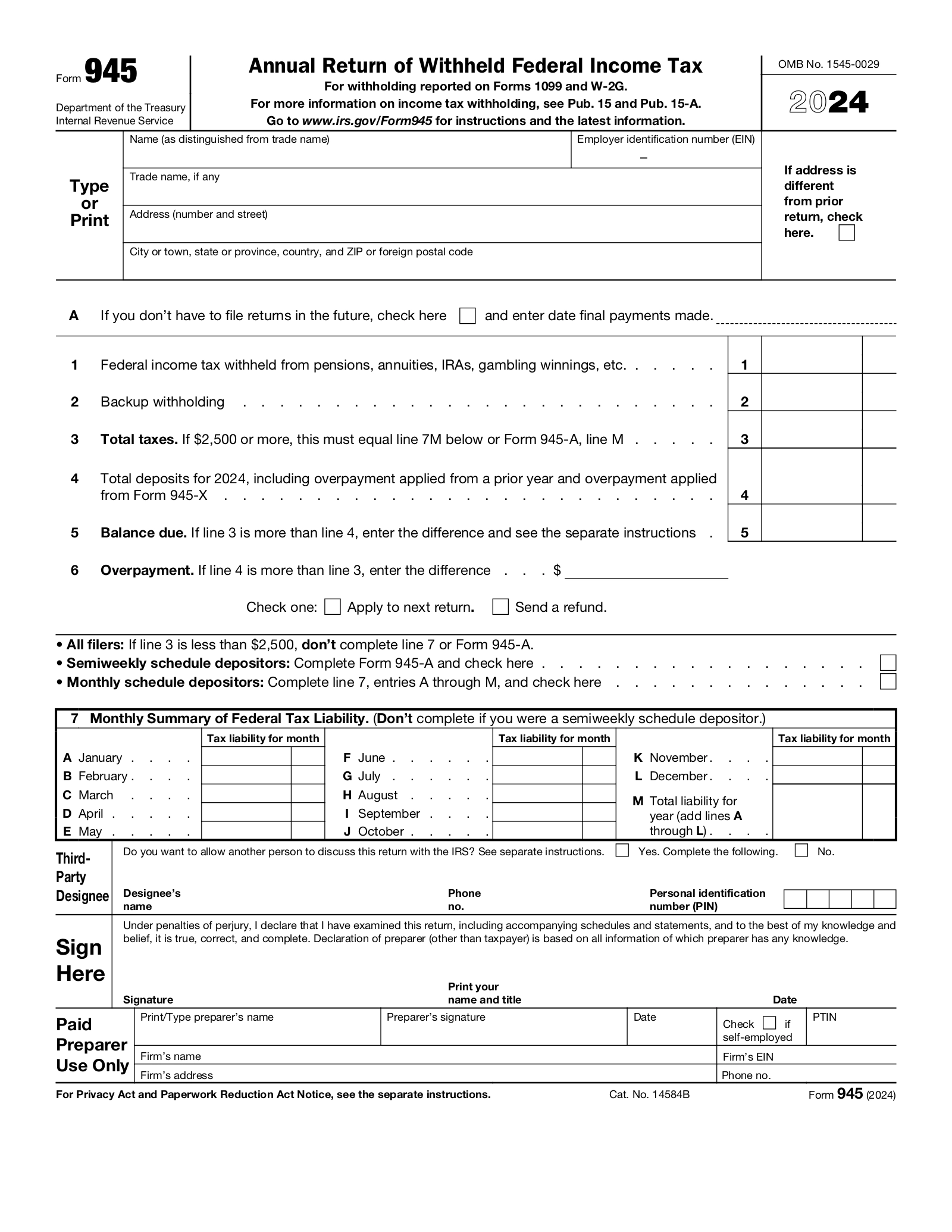 federal tax forms 2024 printable
