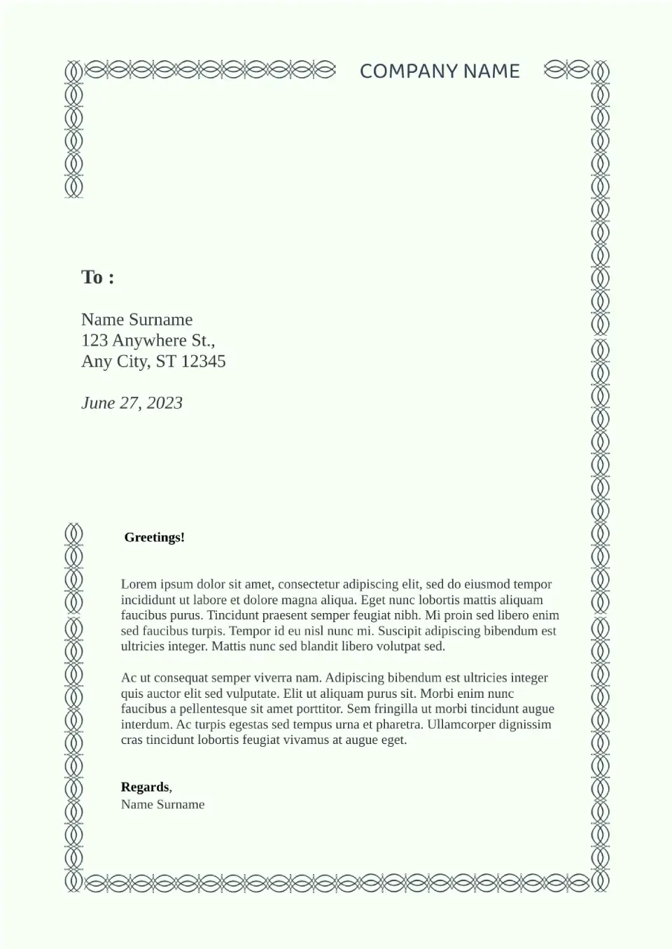 Free Formal Letter Template For Google Docs