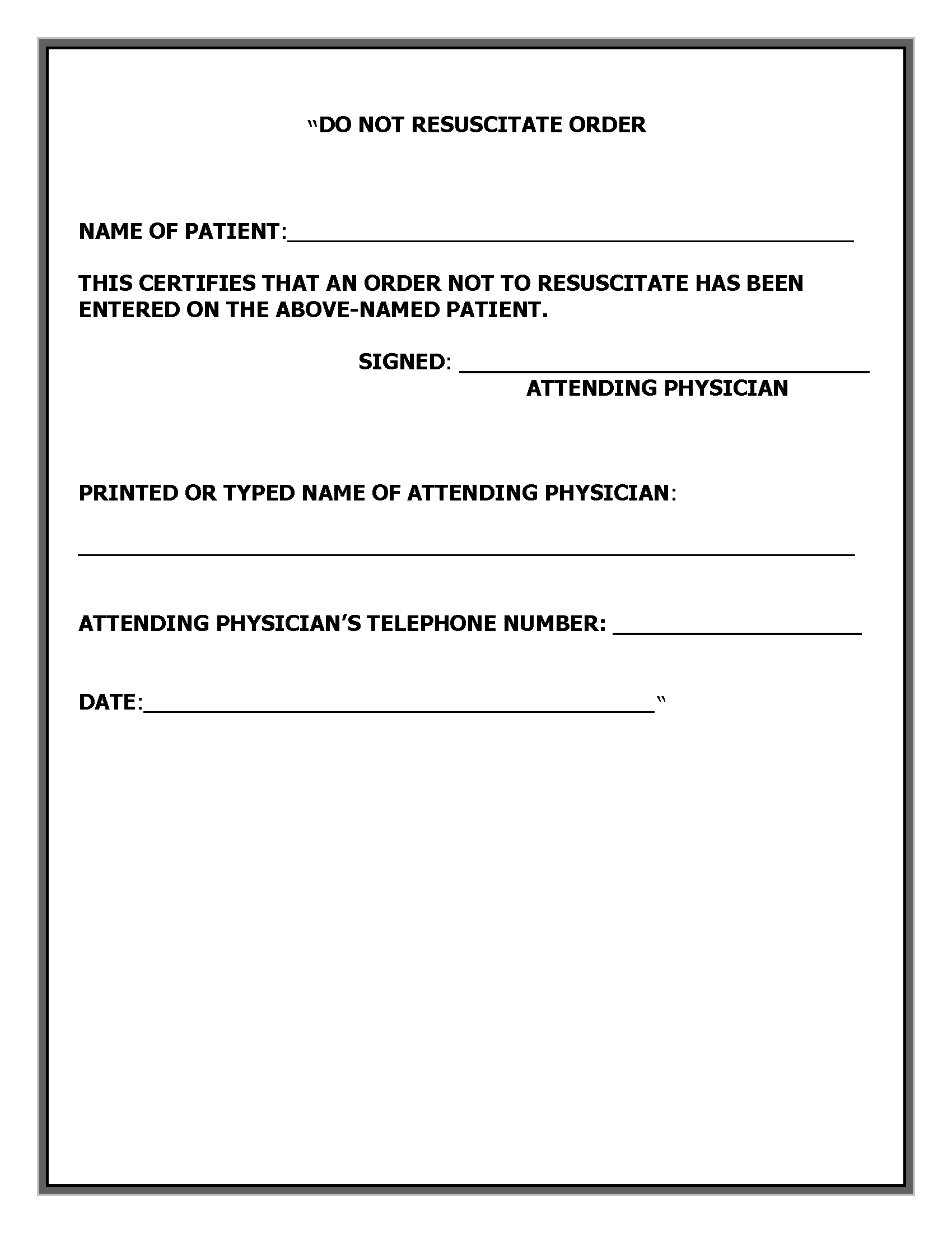 Free Georgia Do Not Resuscitate DNR Form PDF