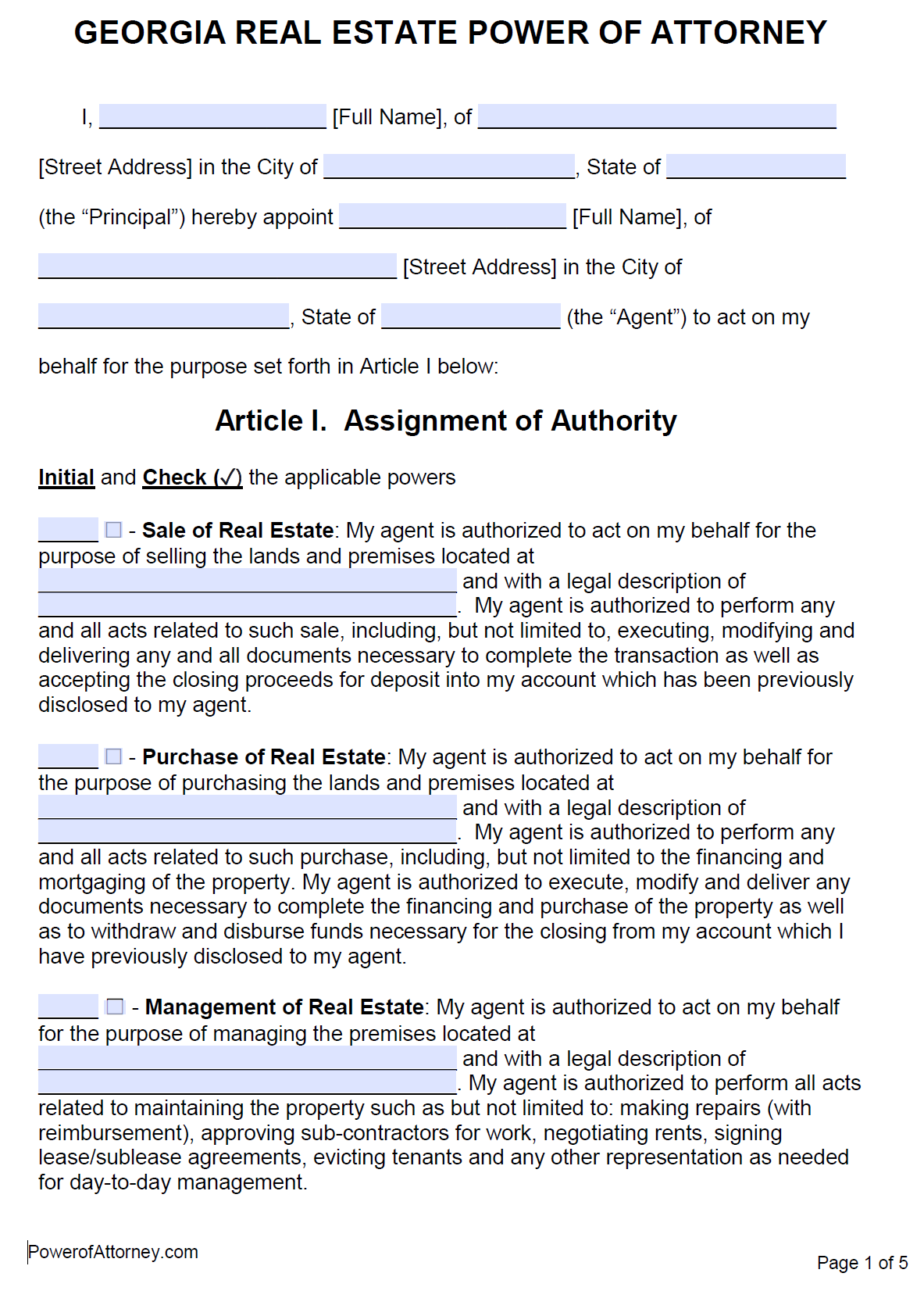 Free Georgia Power Of Attorney Forms PDF Templates