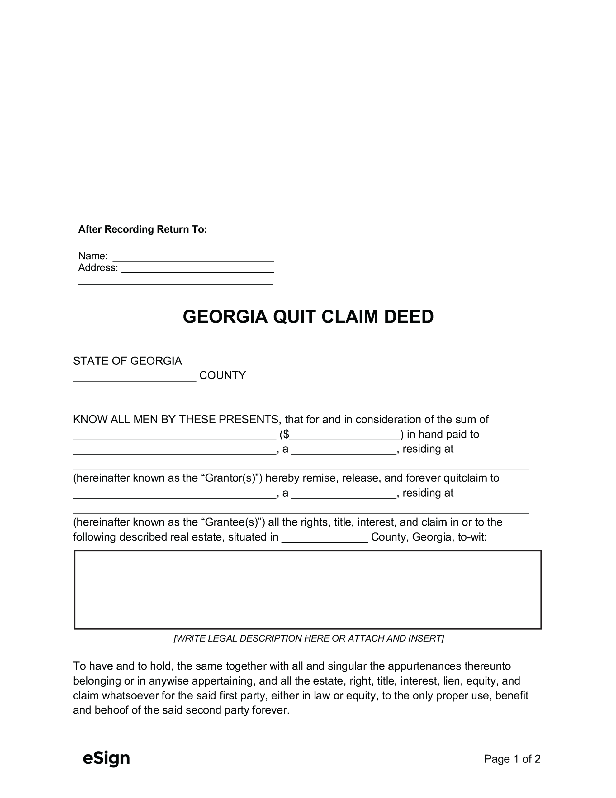 printable quick claim deed form