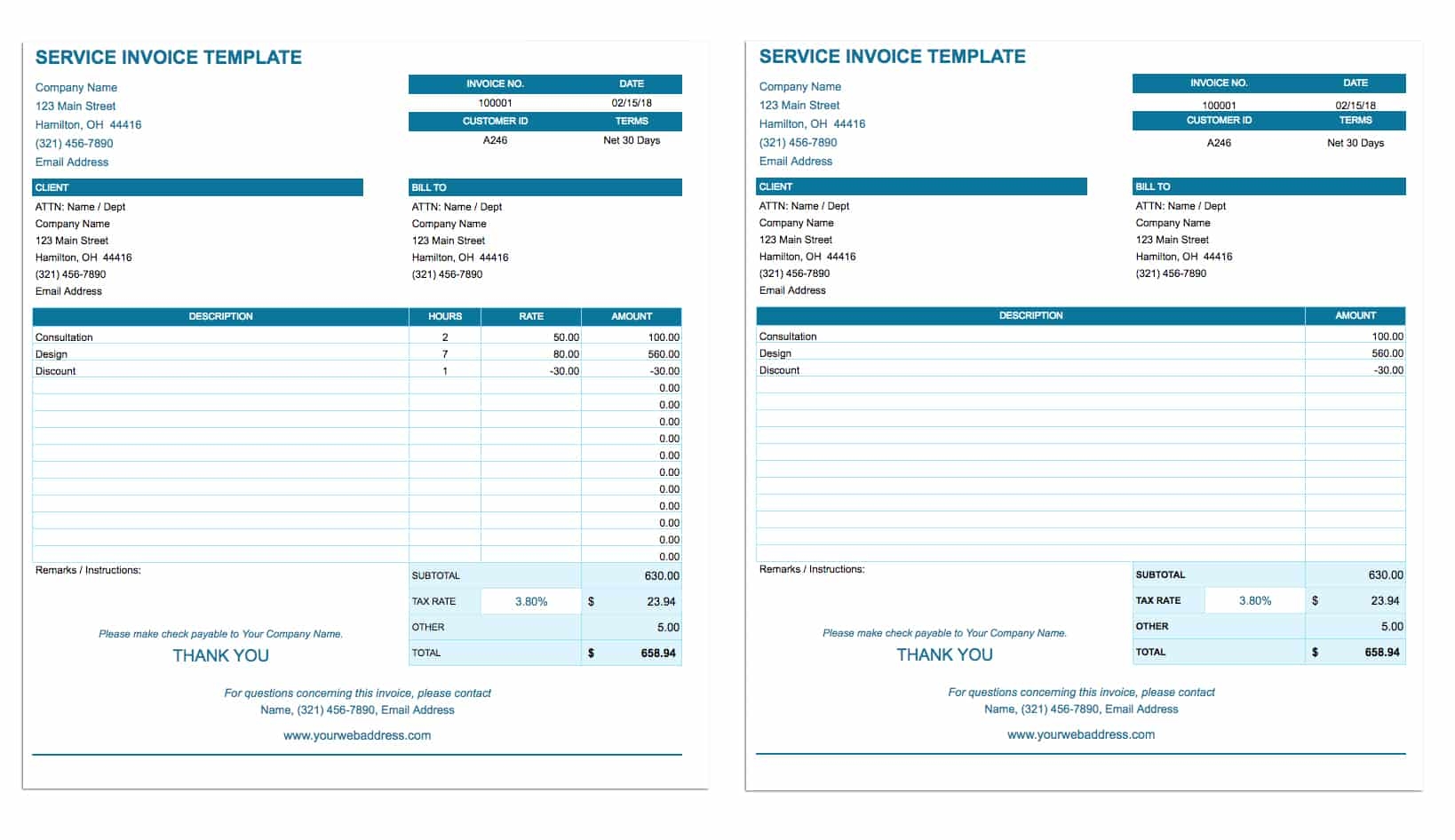 google forms invoice template