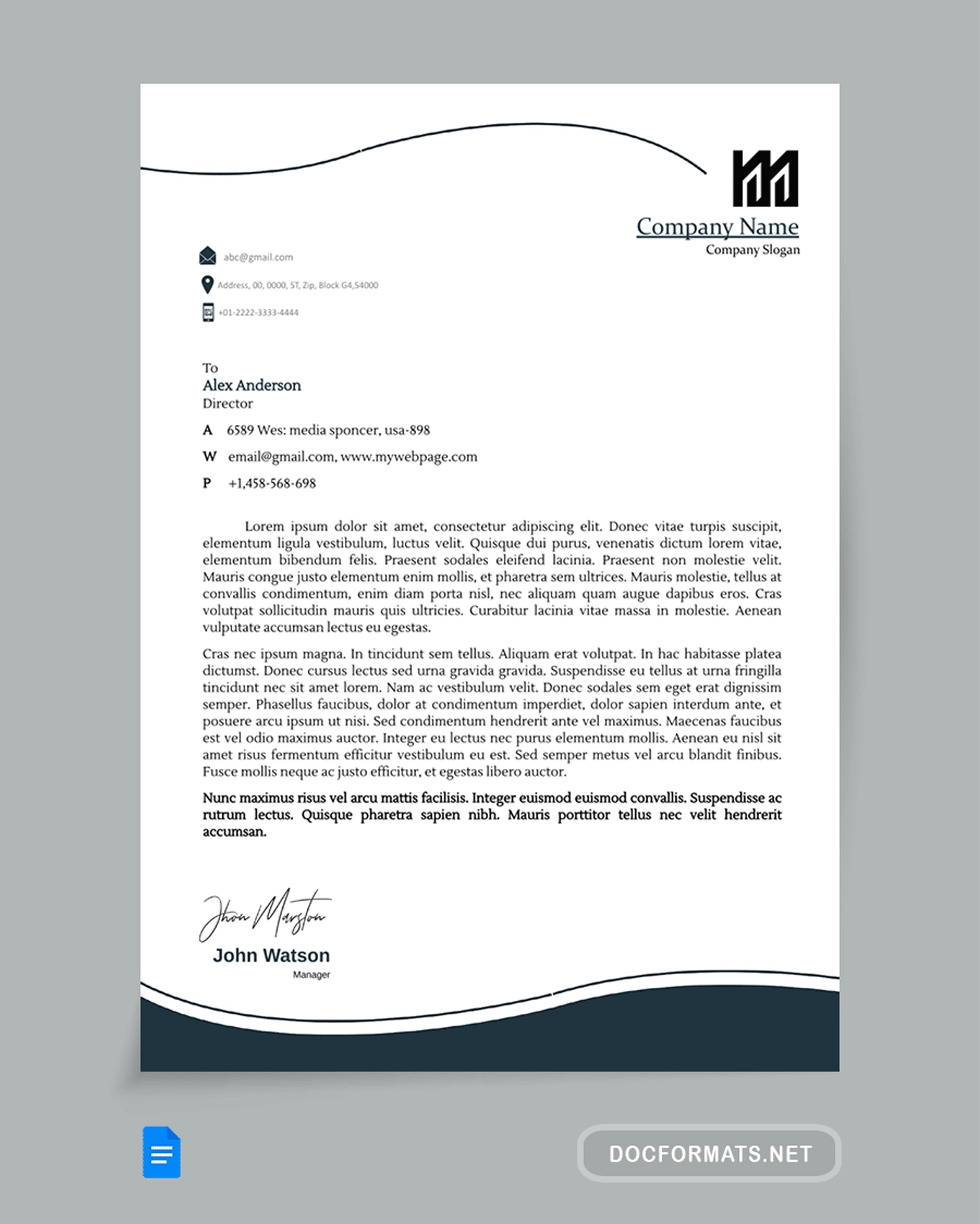 Free Google Docs Letterhead Templates DocFormats