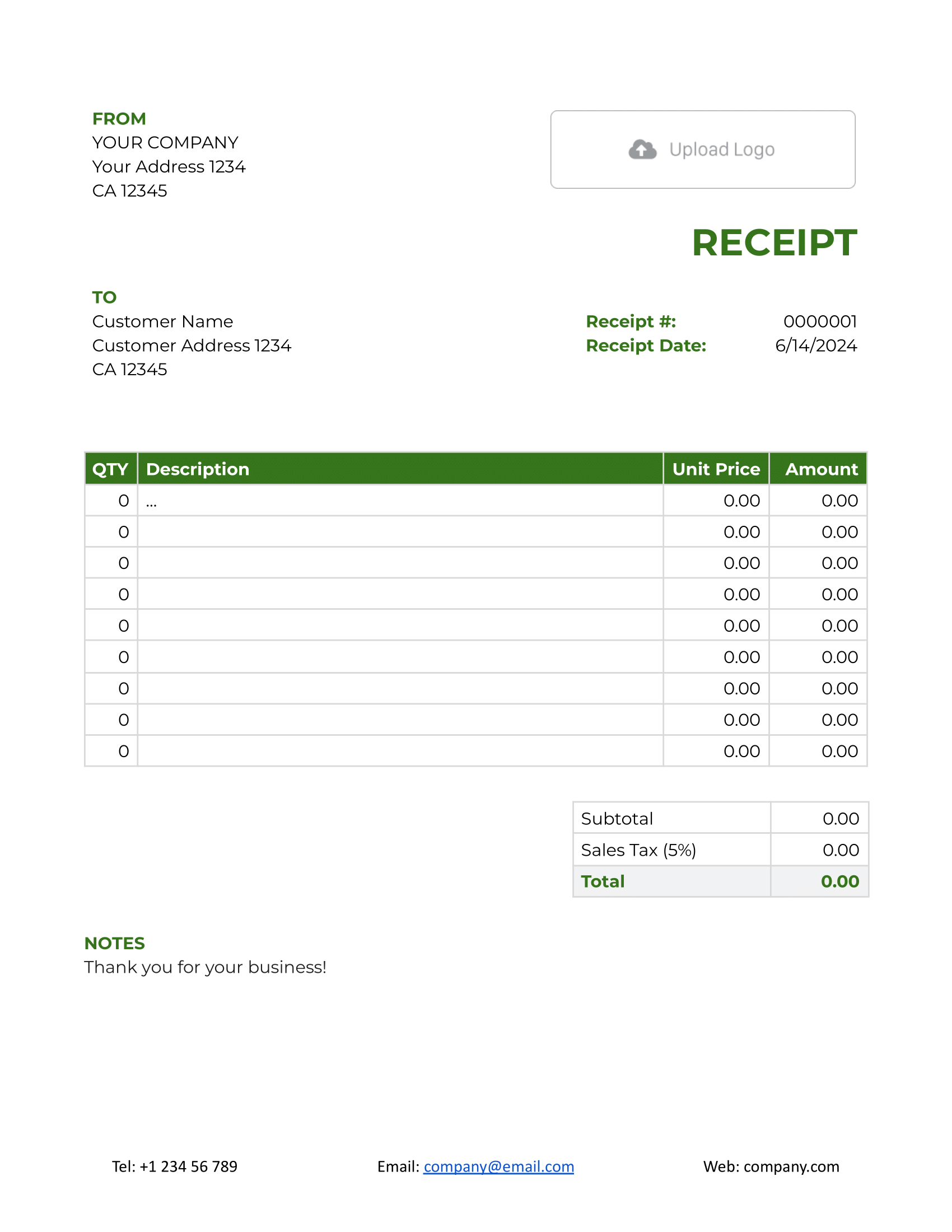 Free Google Docs Receipt Template Docelf