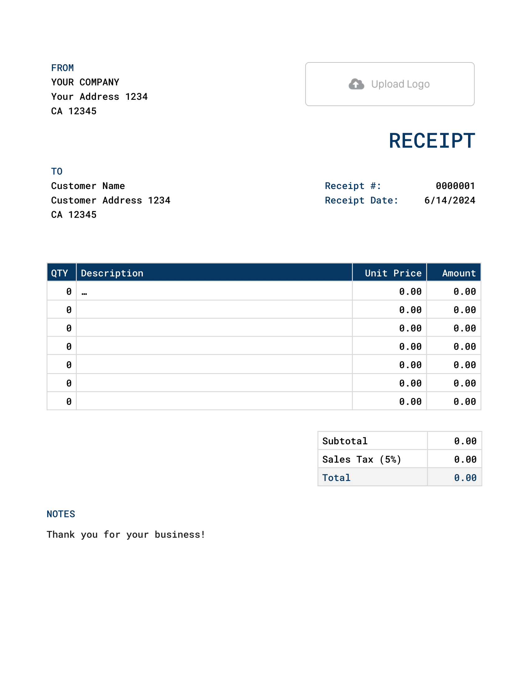 Free Google Docs Receipt Template Docelf