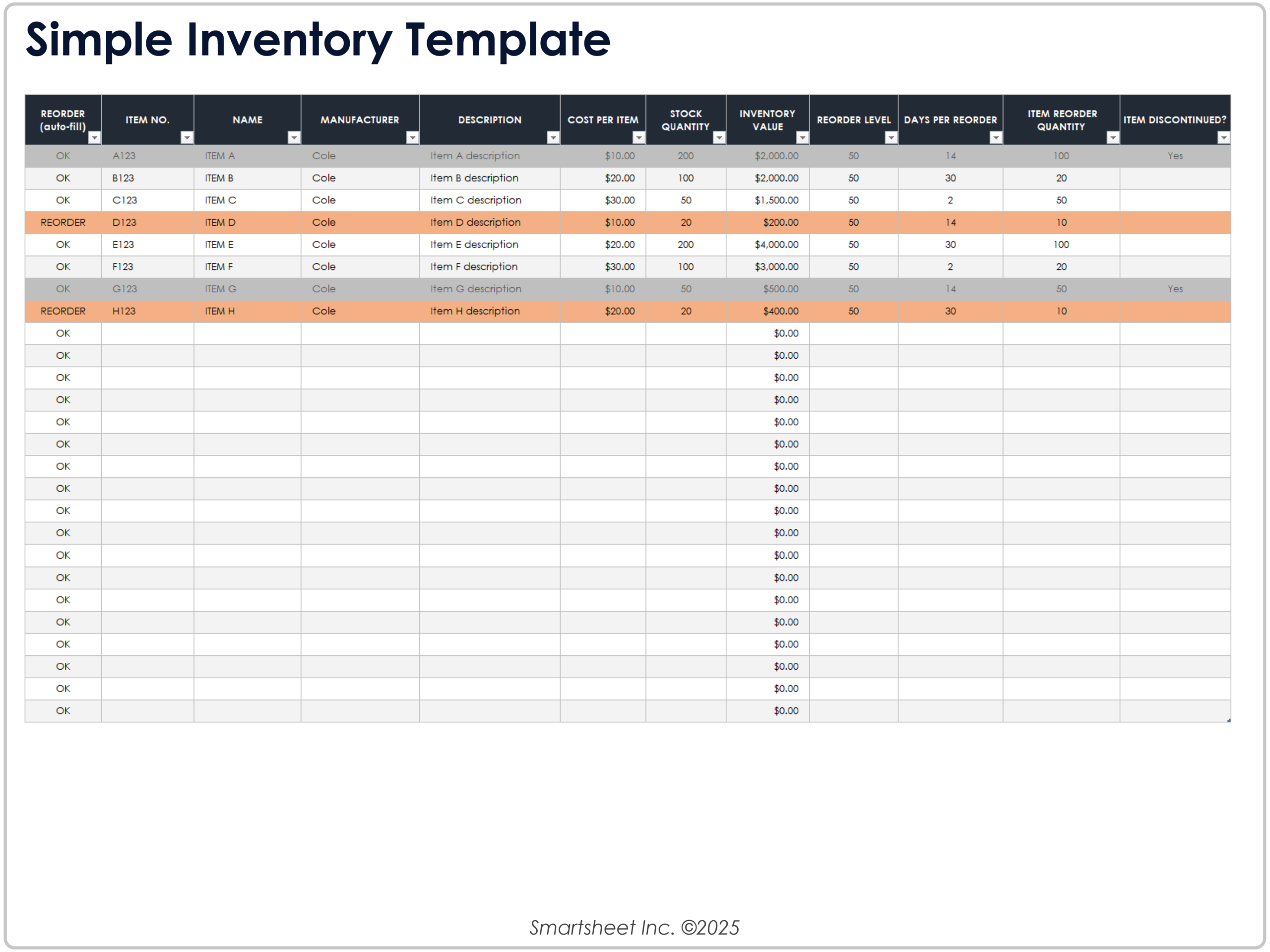 Free Google Sheets Inventory Templates