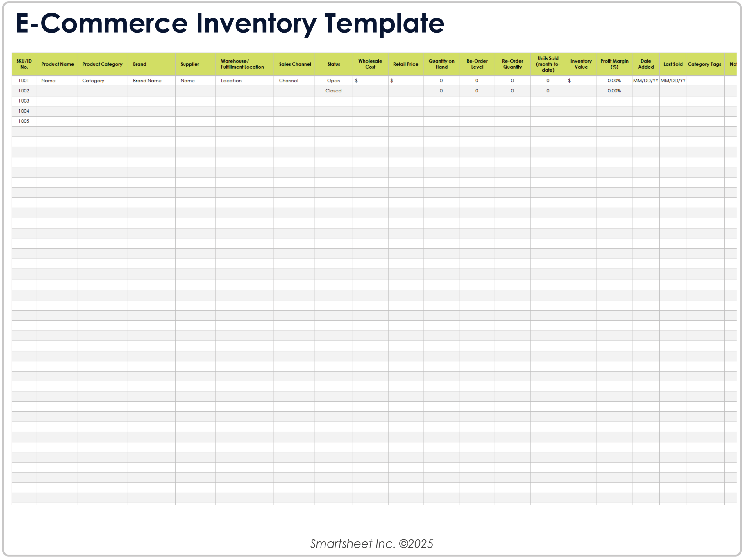 Free Google Sheets Inventory Templates