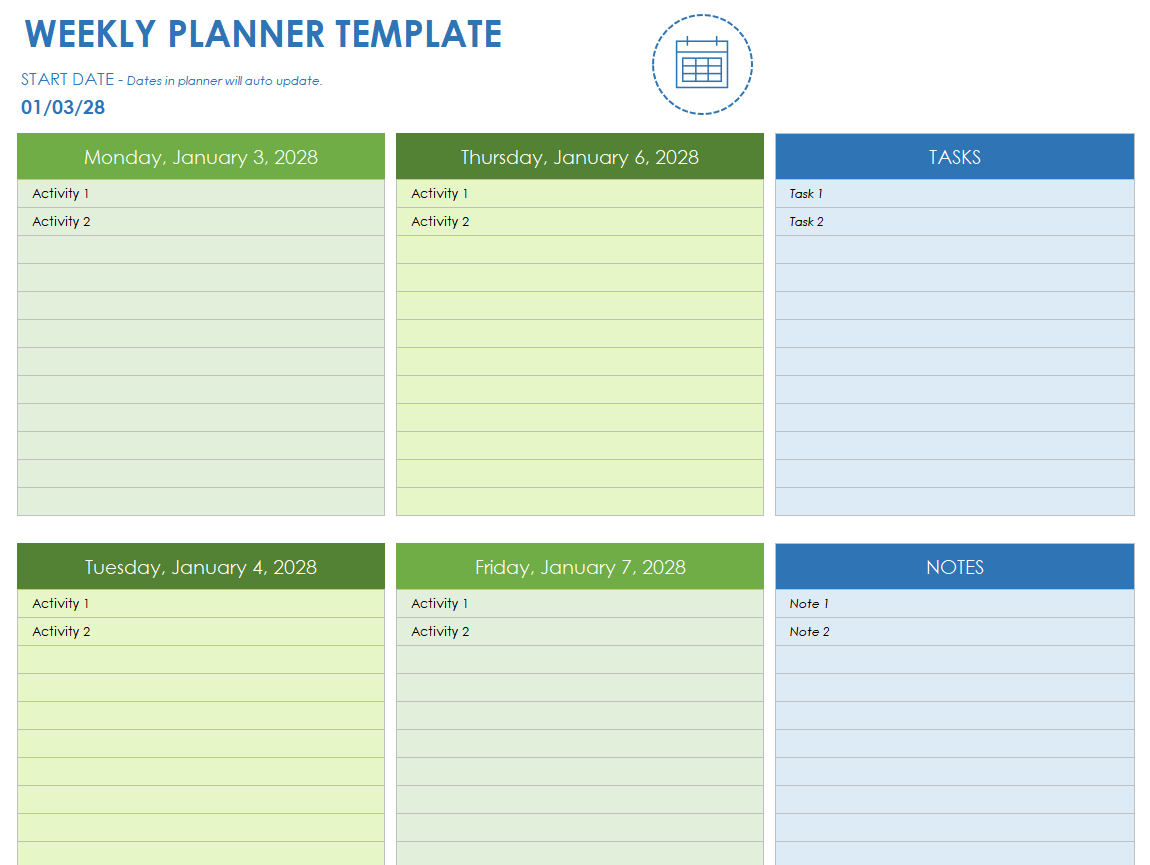 google docs weekly planner template
