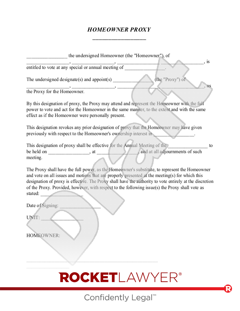 Free Homeowners Association Proxy Rocket Lawyer