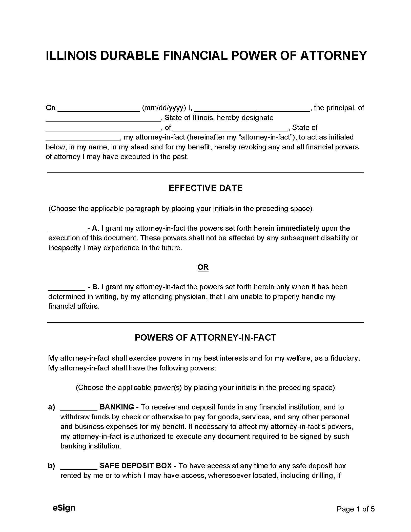 free printable power attorney forms