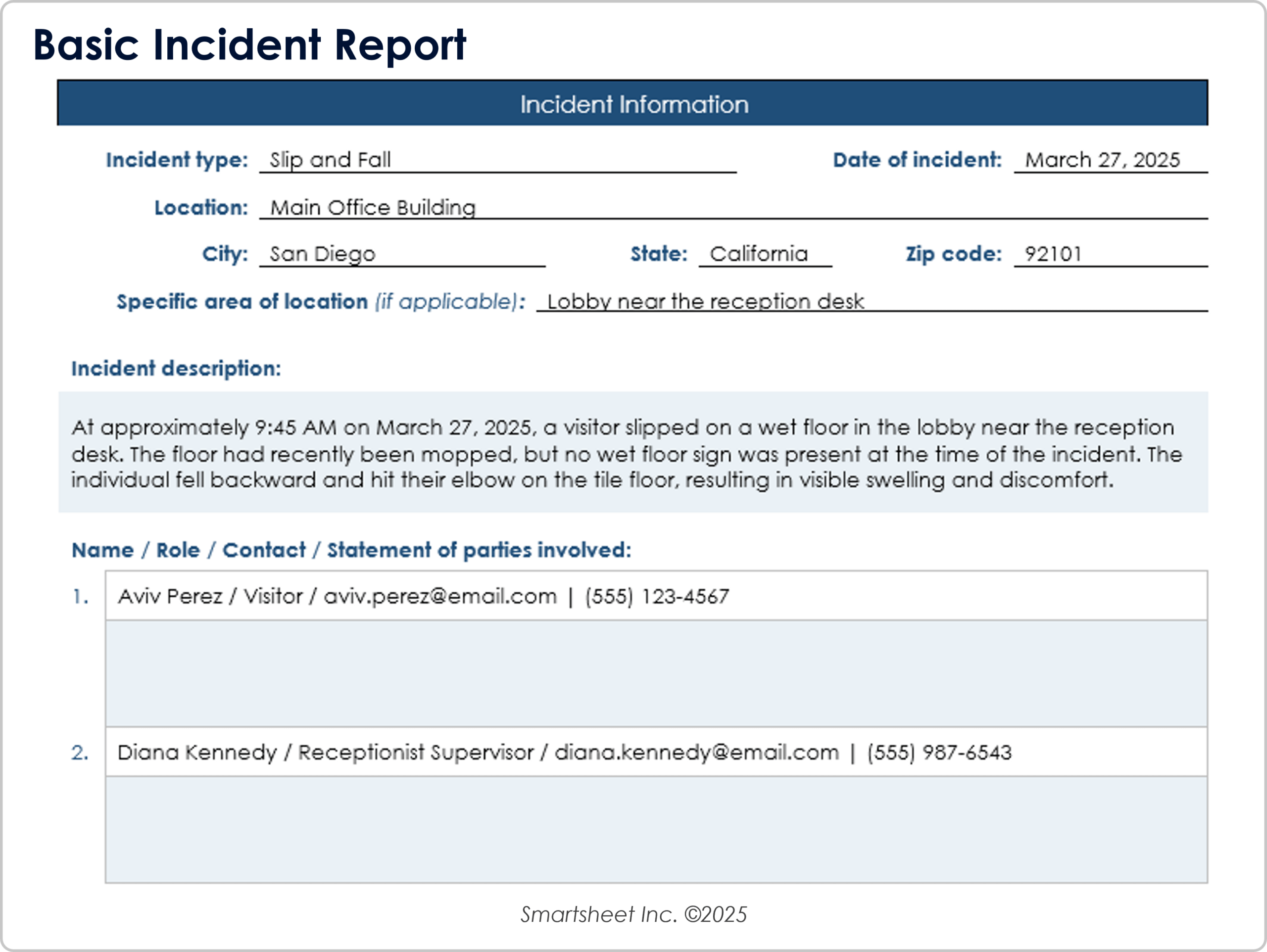 incident report template word