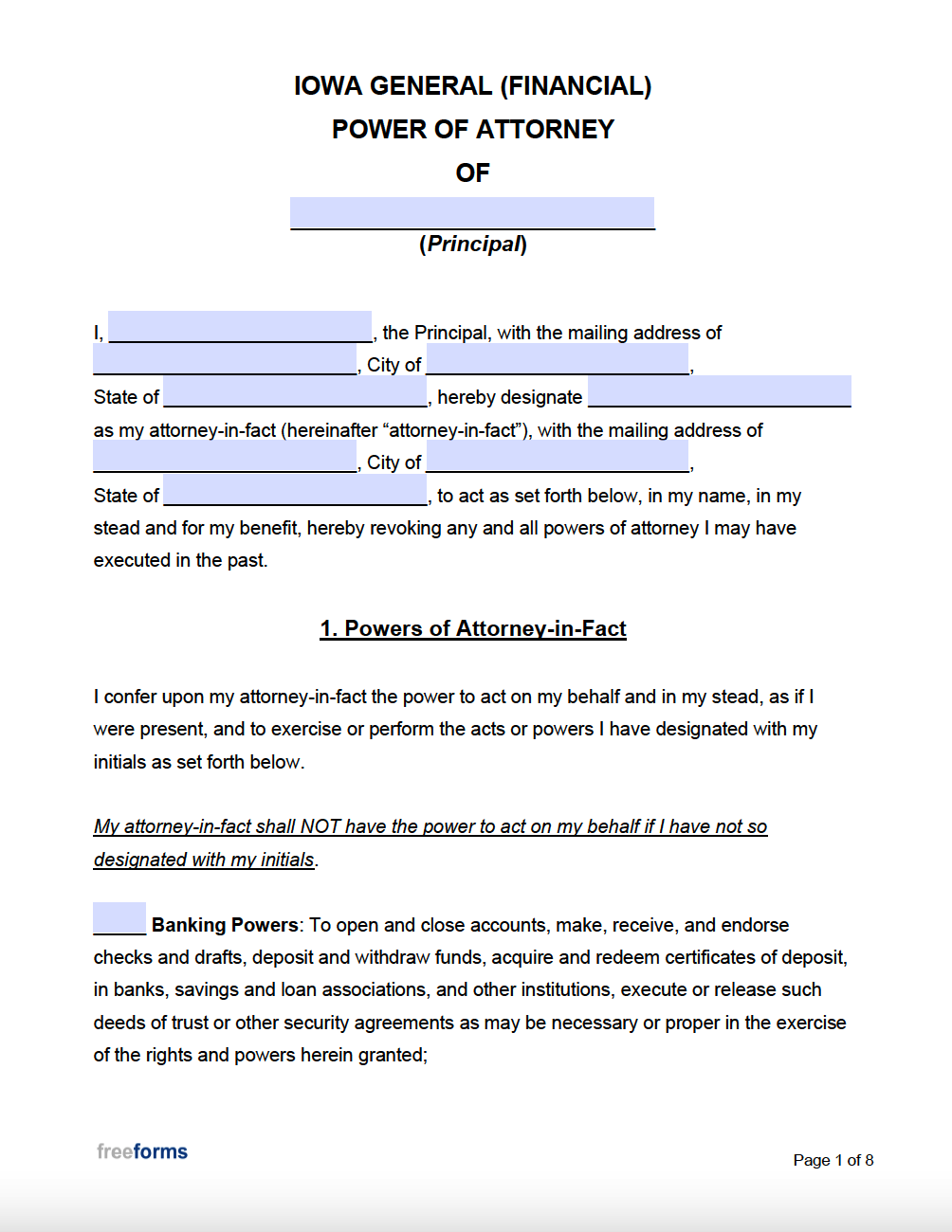 printable power of attorney form iowa