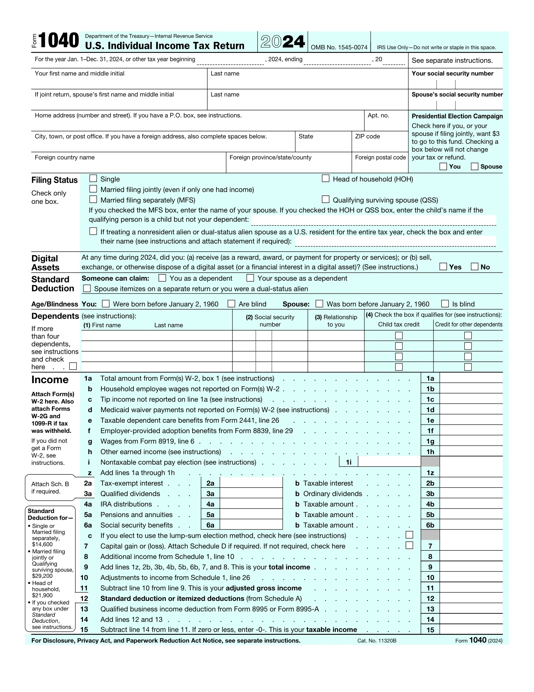 Free IRS 1040 Form For 2024 Catch Up On Your Tax Filing