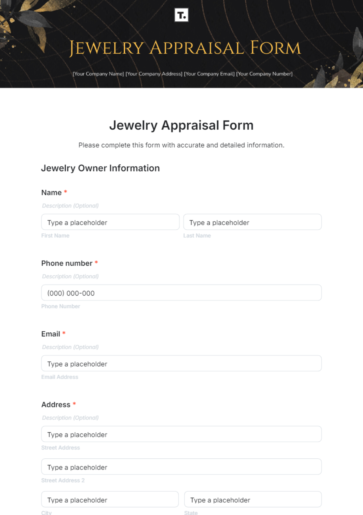 Free Jewelry Appraisal Form Template To Edit Online