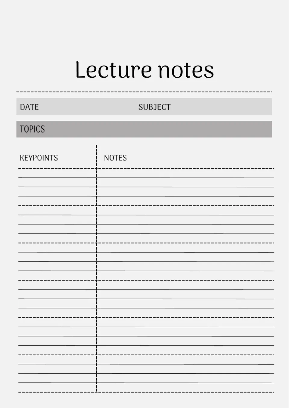 Free Lecture Notes Template For Google Docs