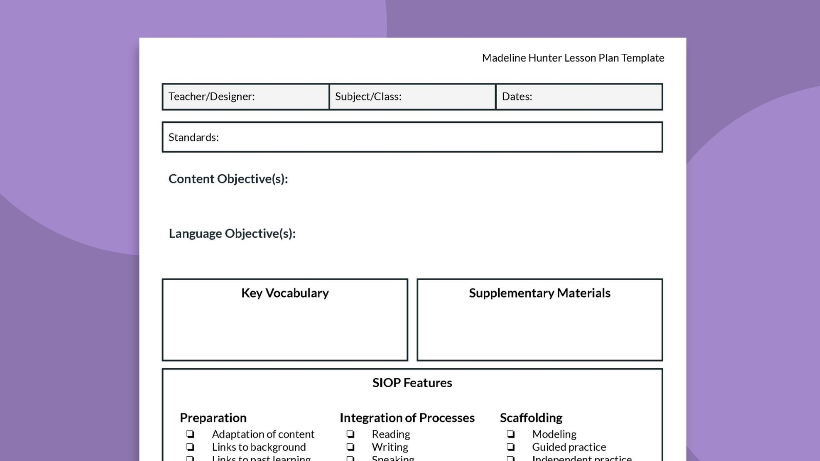 free sample lesson plan templates