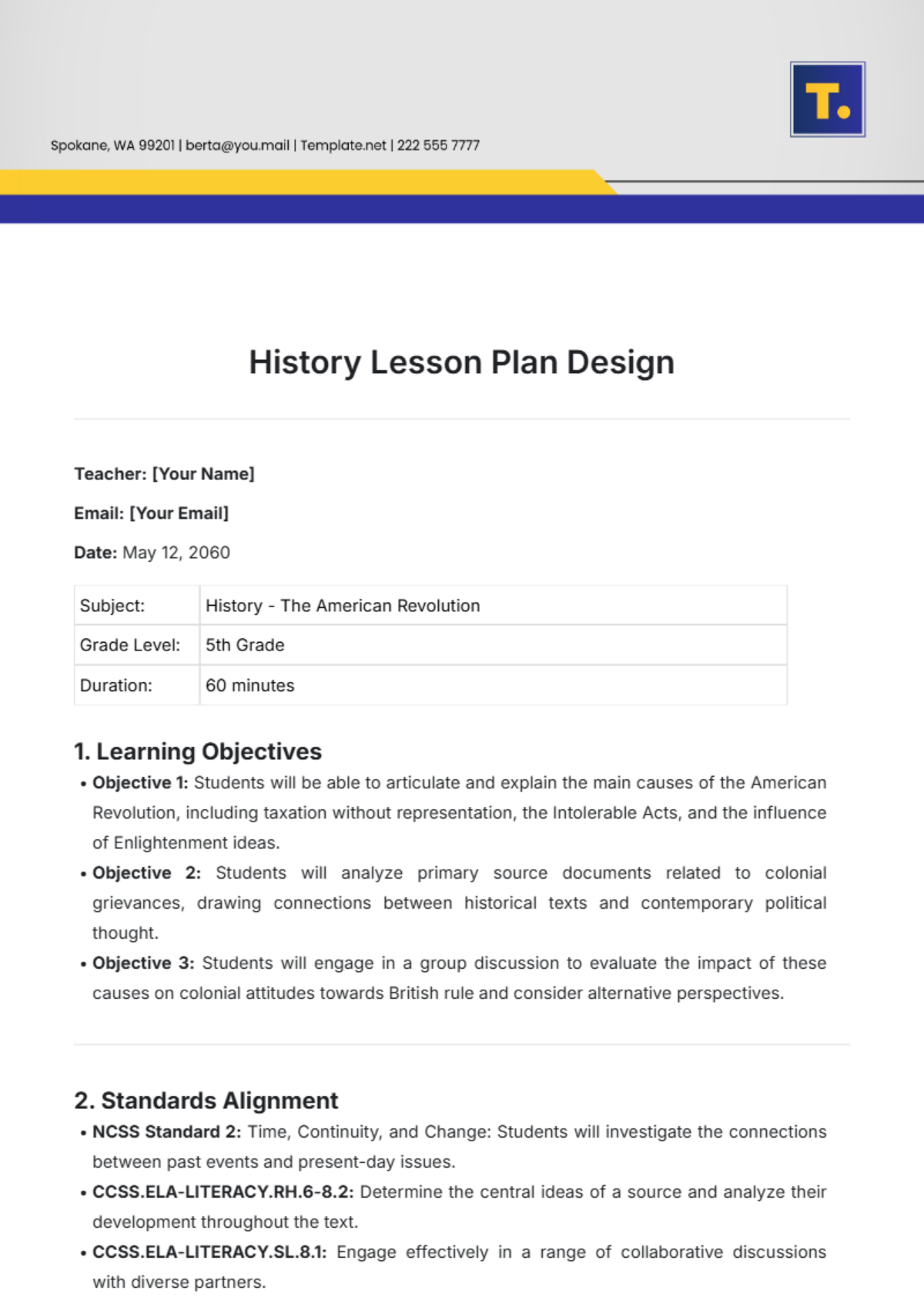 sample lesson plan template