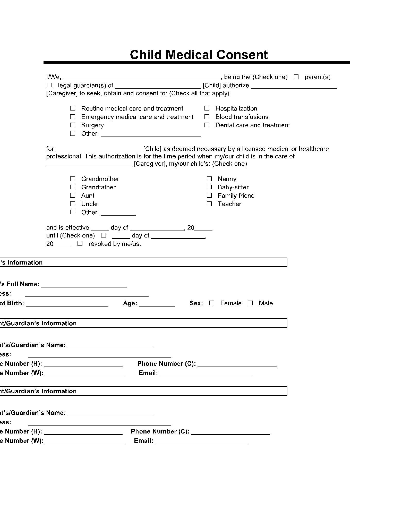 printable medical release form