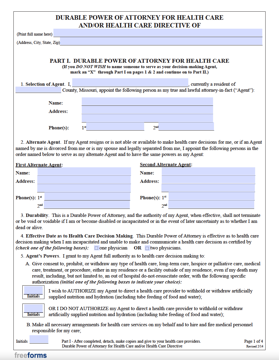 printable advance directive form