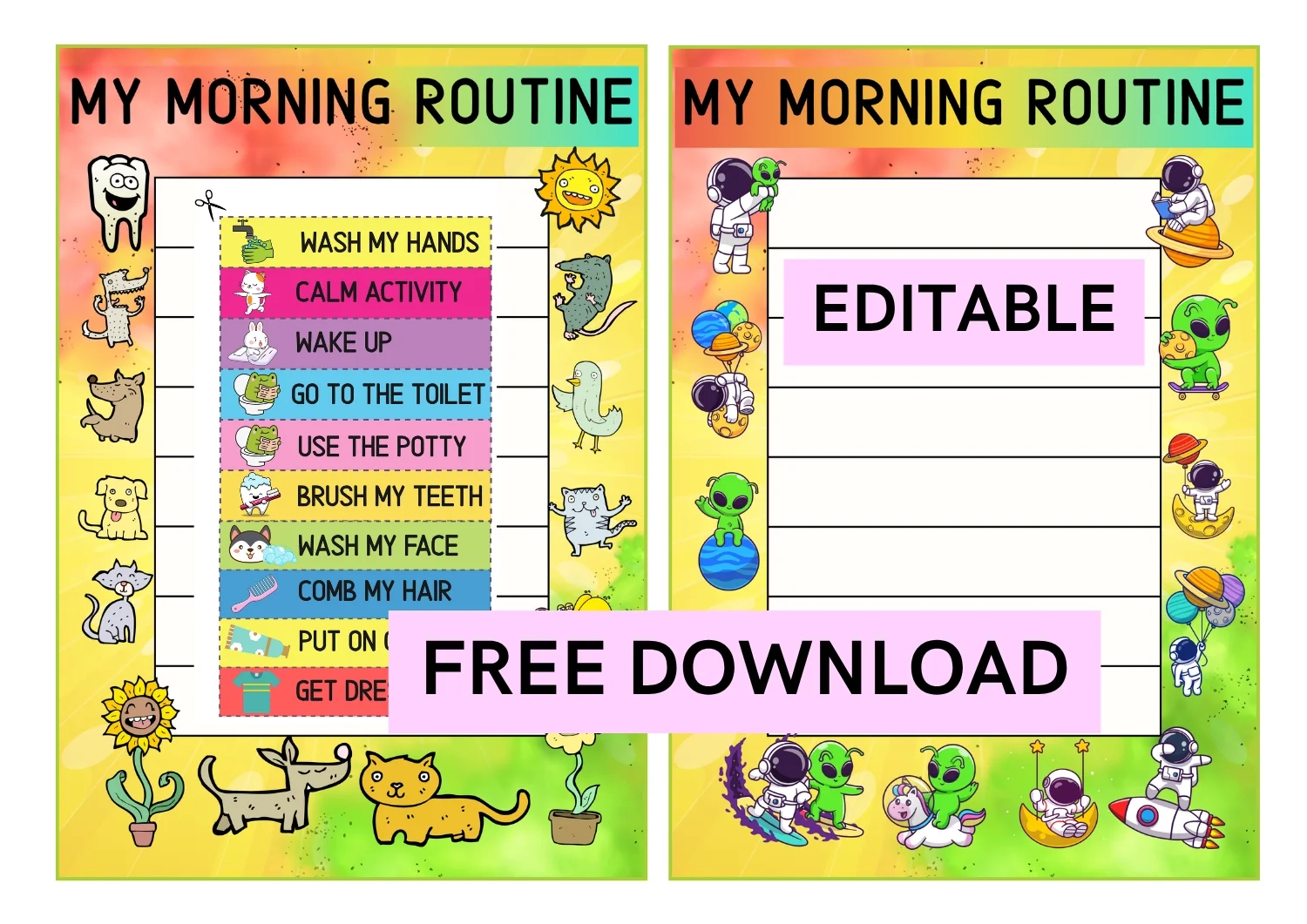 Free Morning Routine Cards Schedule Boards And Symbols Reward Charts Videos Free Social Work Tools And Resources SocialWorkersToolbox