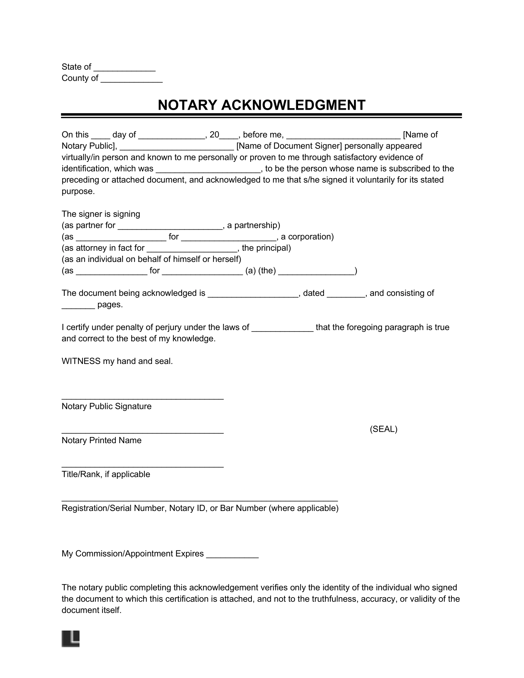 printable notary forms