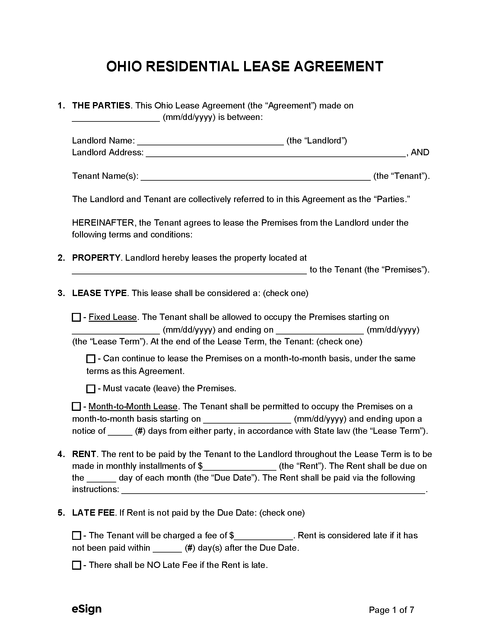 printable rental agreement form pdf