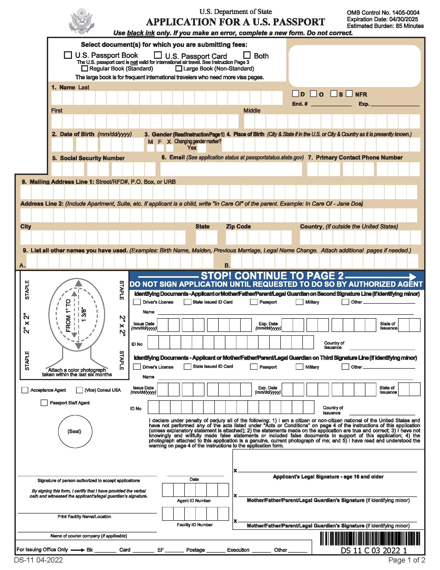 Free Passport Application Form DS 11 Apply For A New Passport PDF EForms