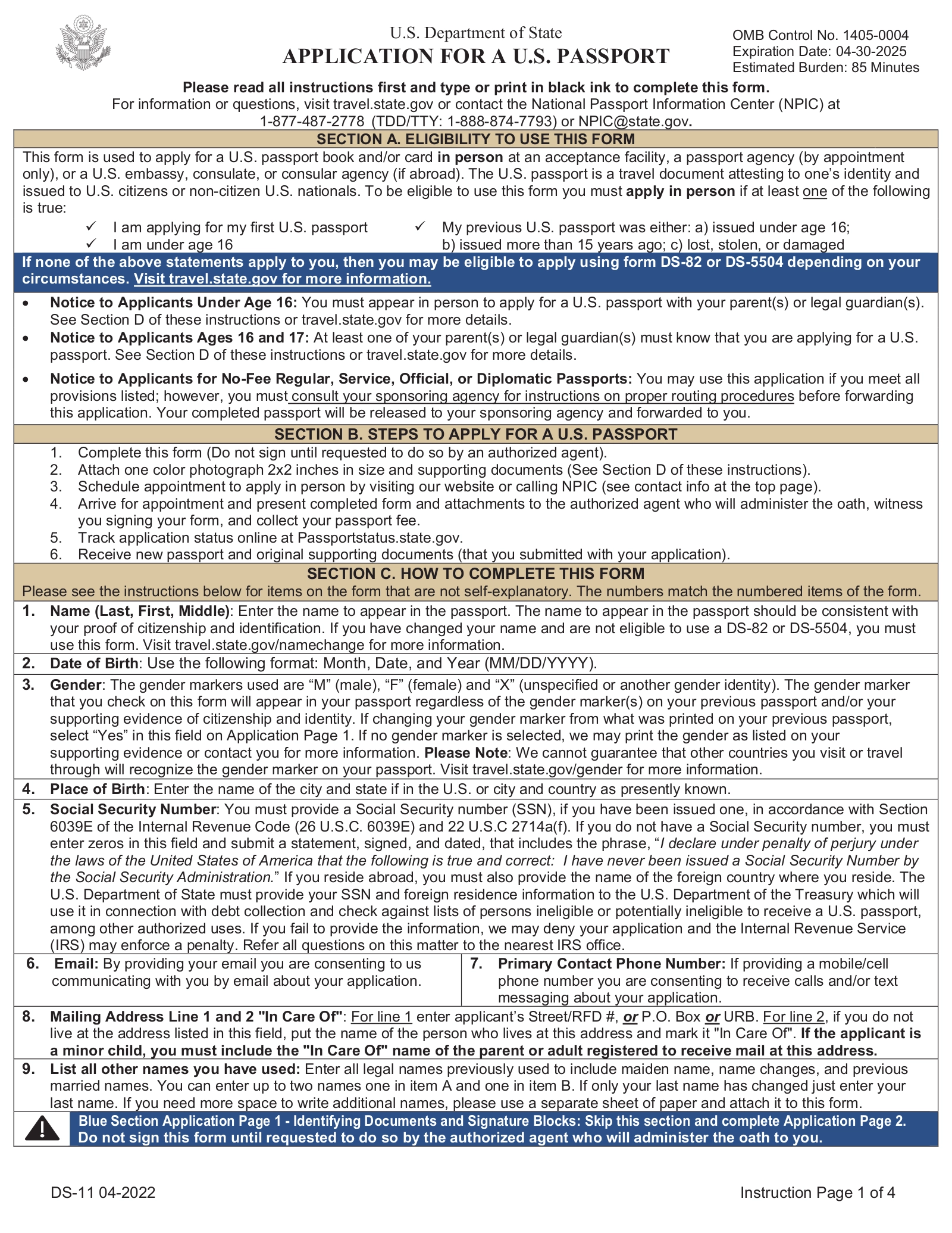Free Passport Forms 3 EForms