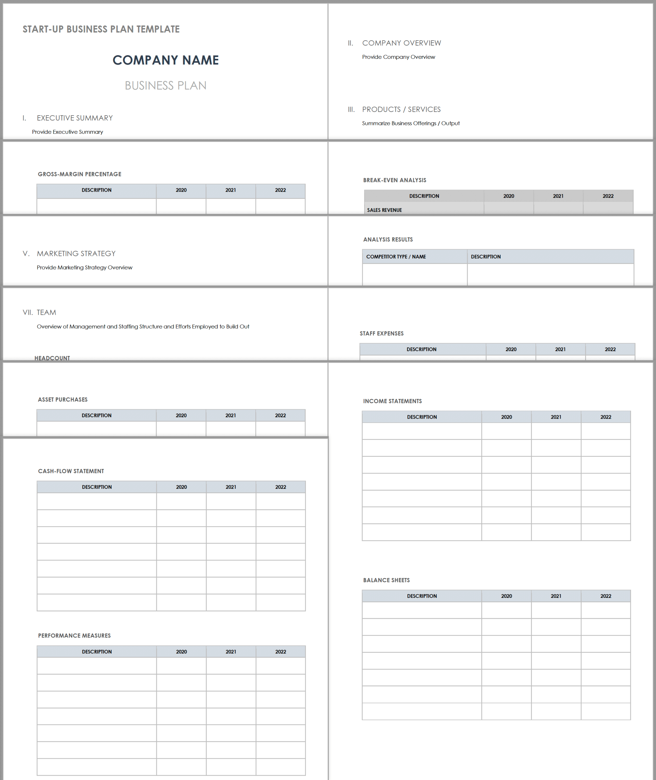 Free PDF Business Plan Templates Smartsheet