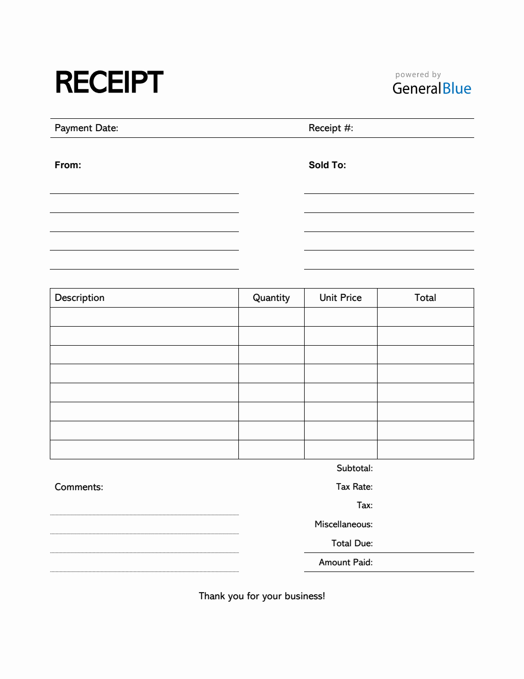 free printable receipt forms
