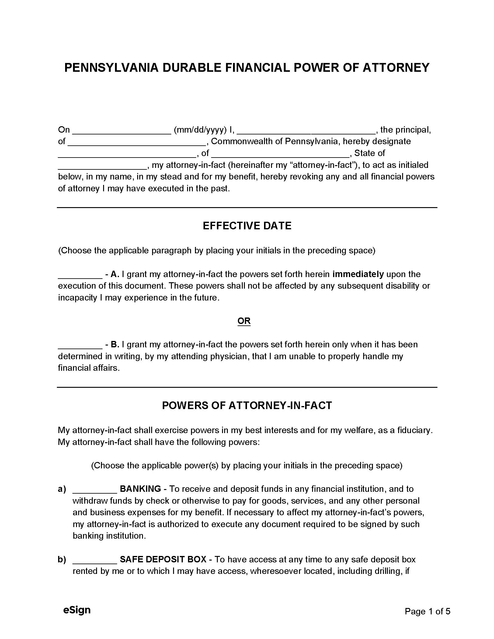 free power attorney forms printable