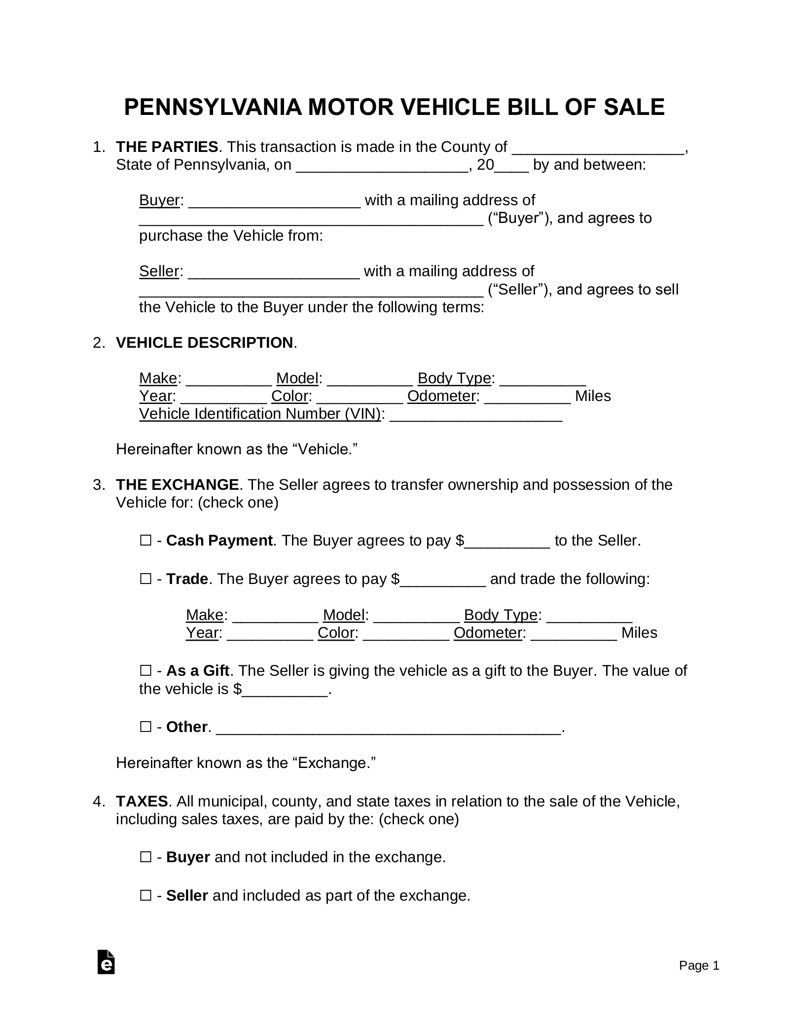 printable mv-1 form, pennsylvania