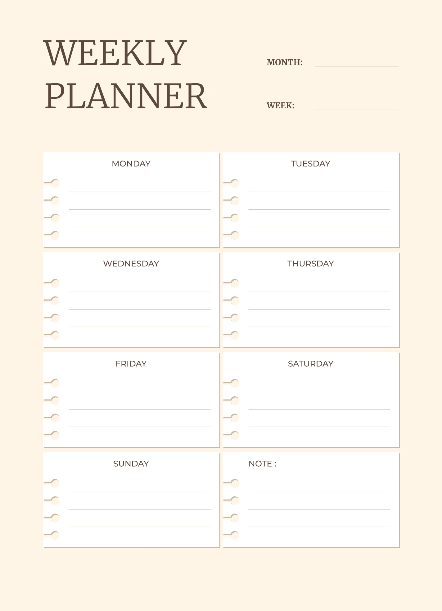 Free Planner Google Docs Templates Gdoc io