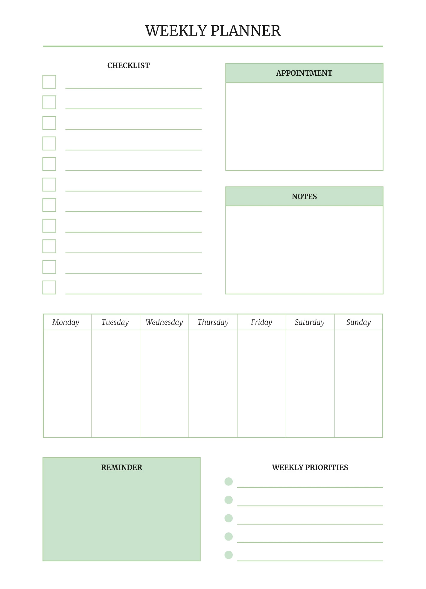 Free Planner Google Docs Templates Gdoc io