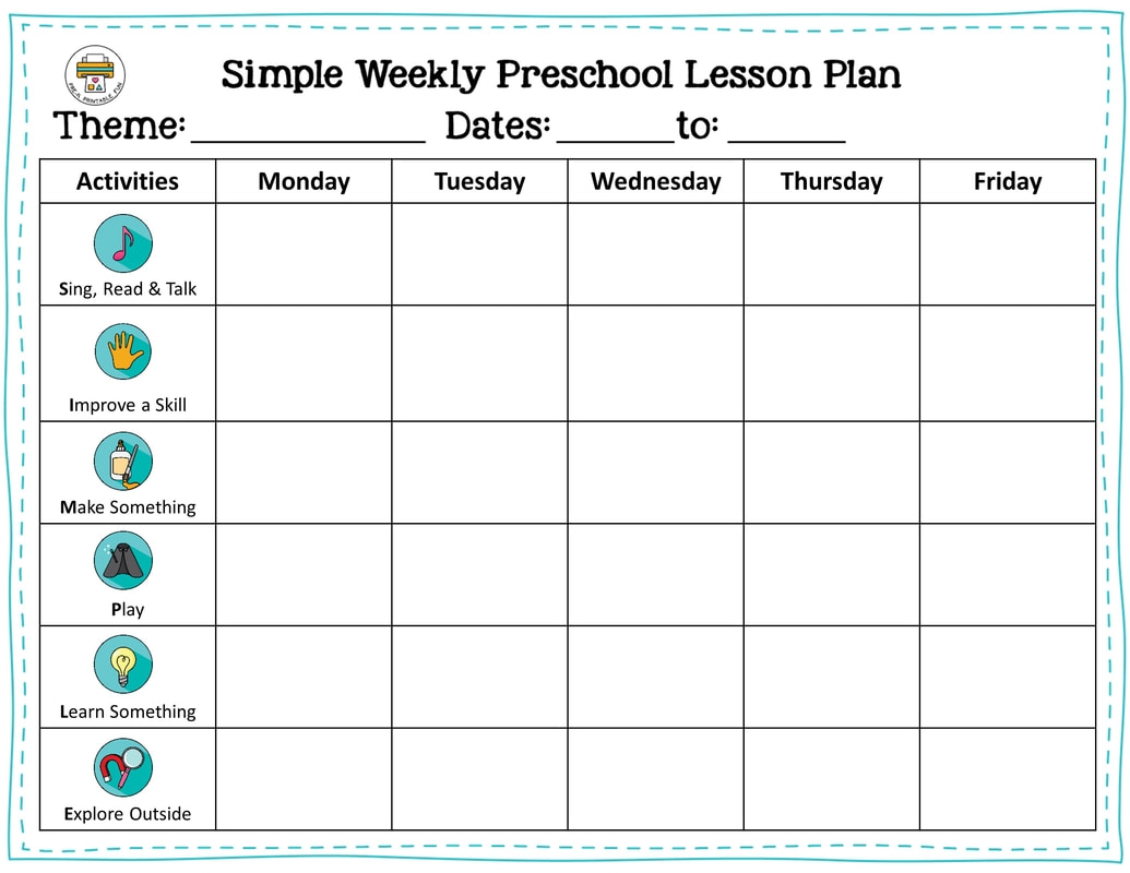 free weekly lesson plan template