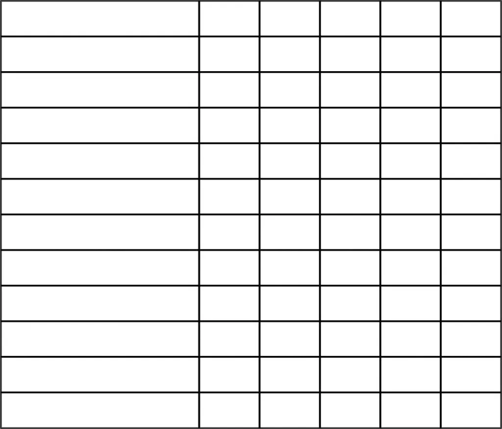Free Printable 6 Column Chart Printable Study Planner