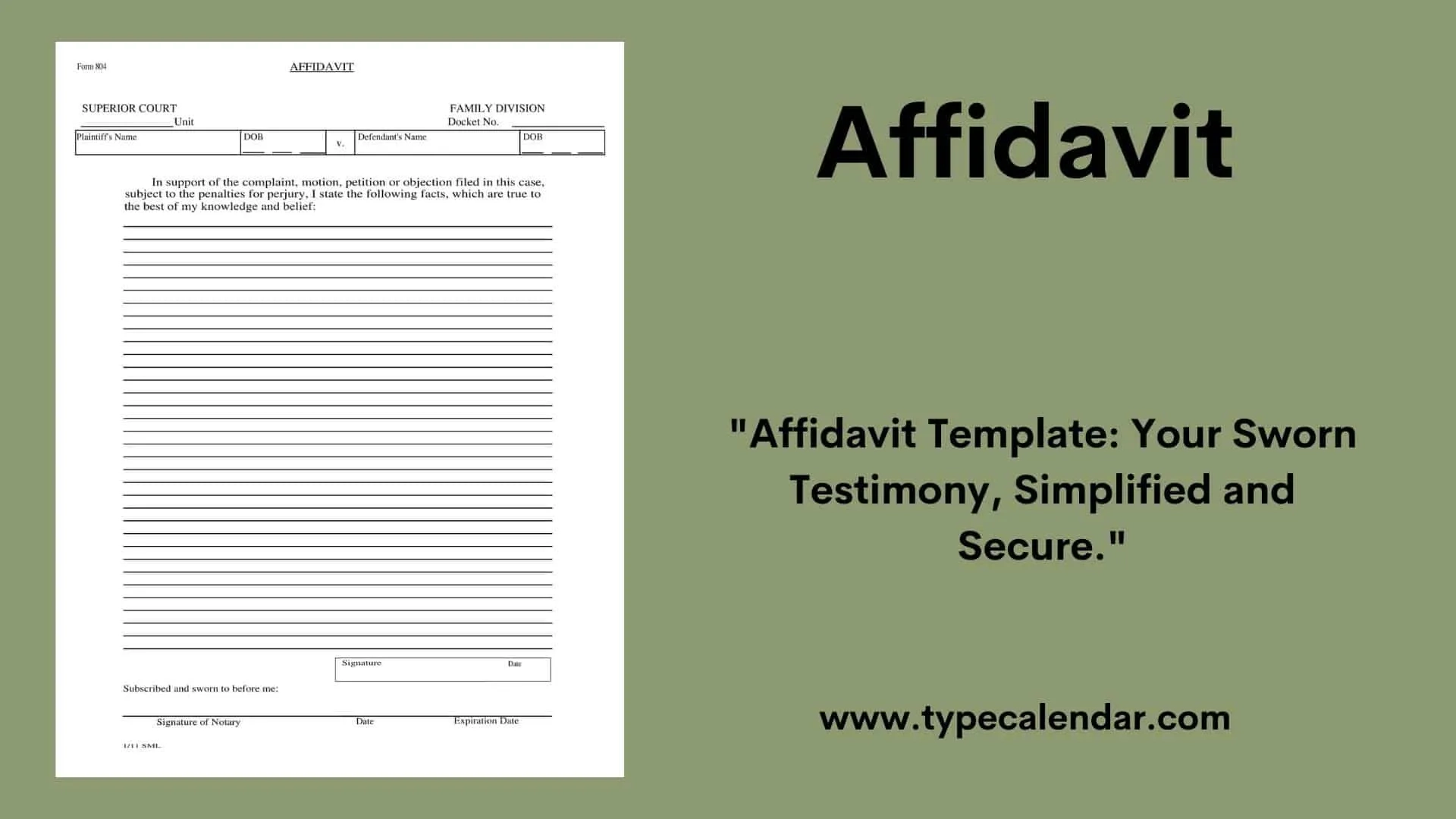 Free Printable Affidavit Templates Word PDF Sample