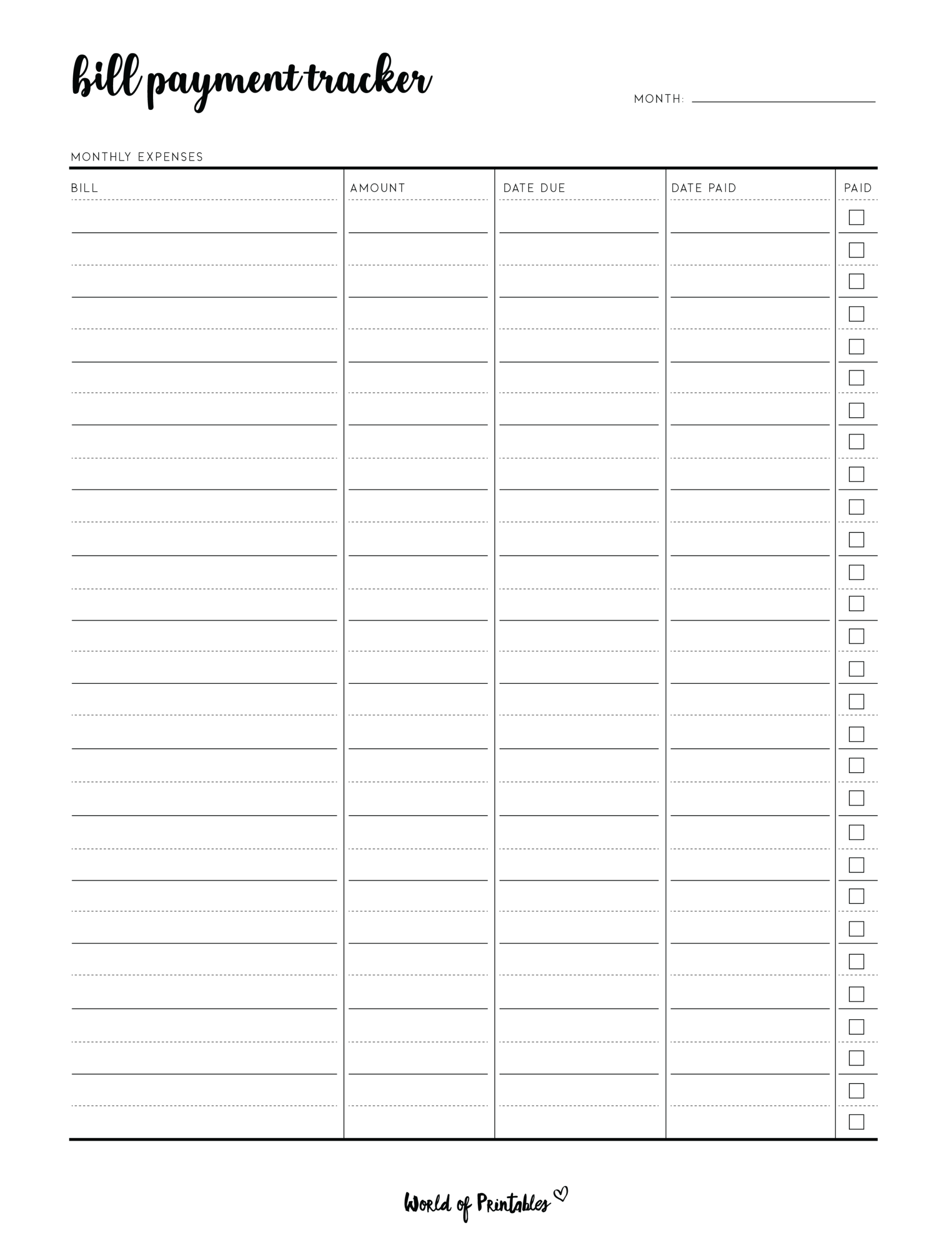 pdf free printable monthly bill chart