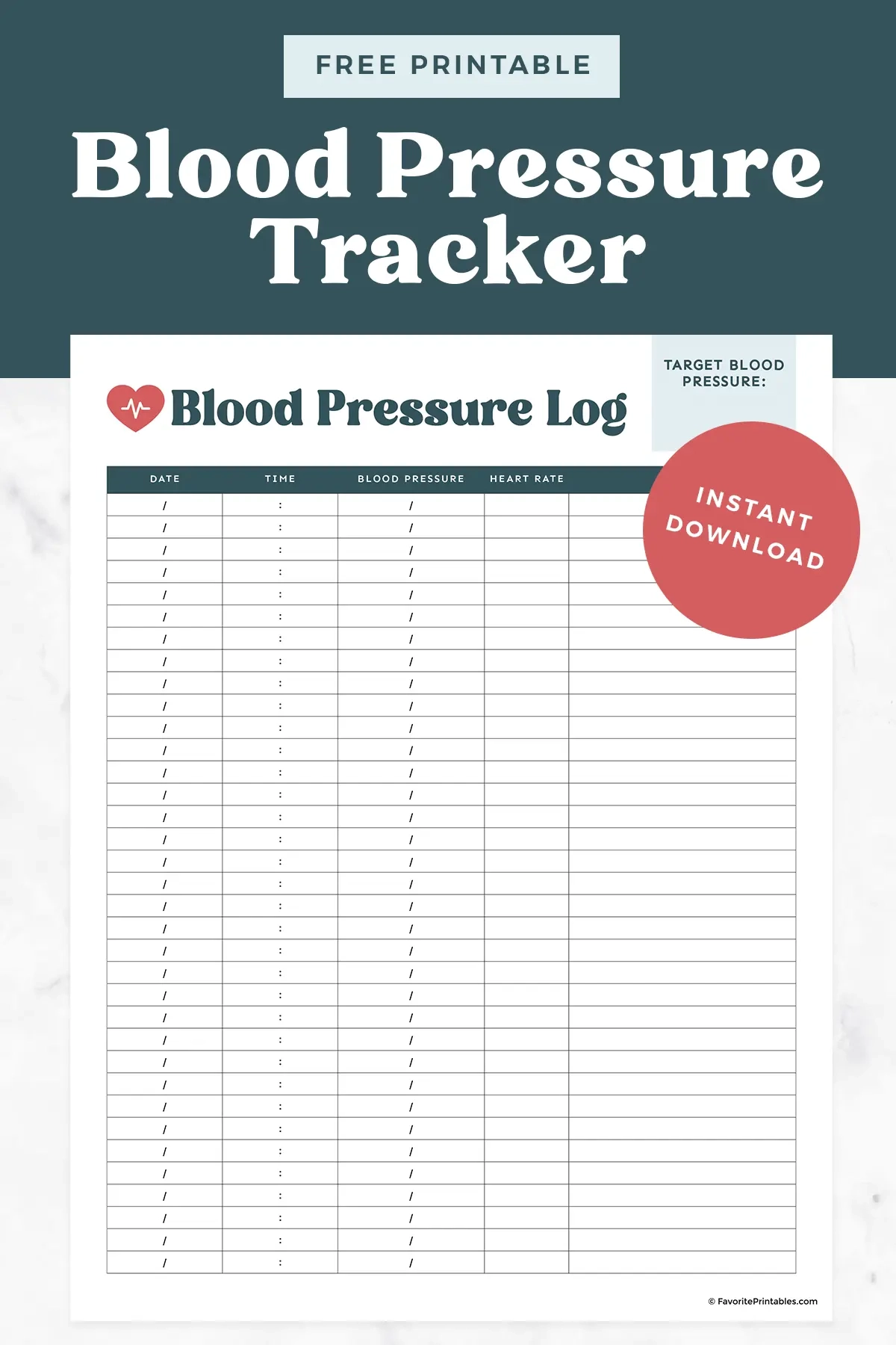 printable blood pressure log template