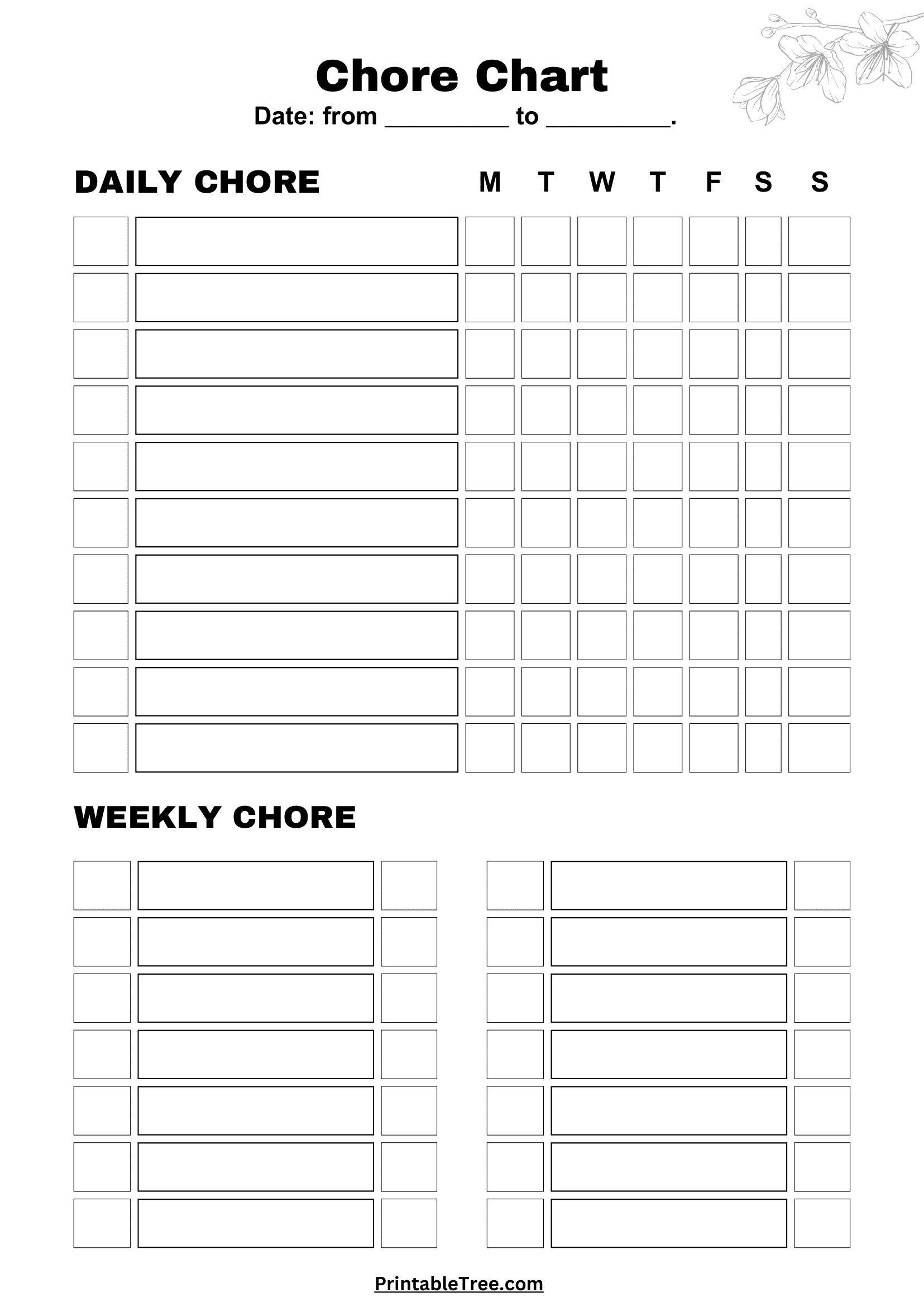 free chore chart printable