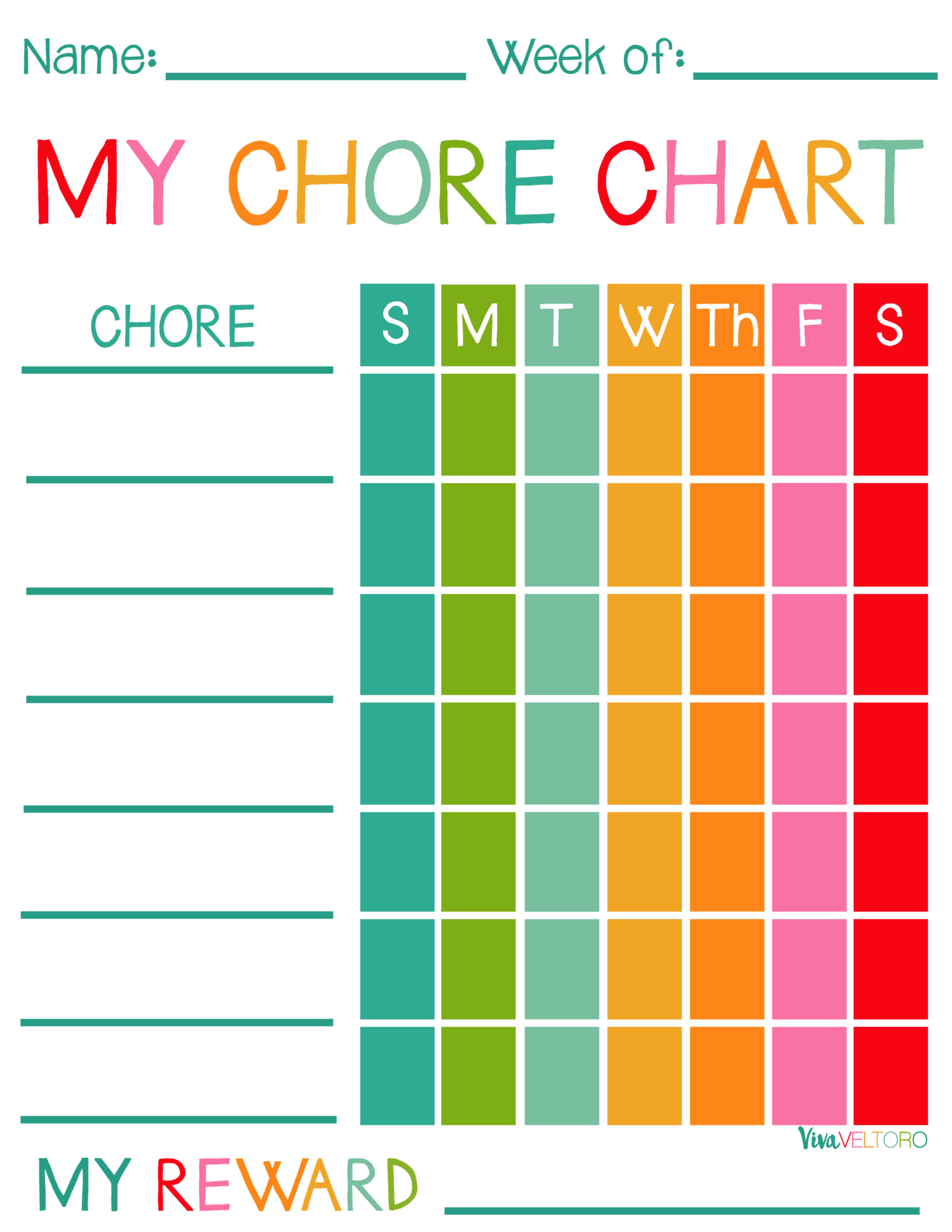 free printable chore chart template