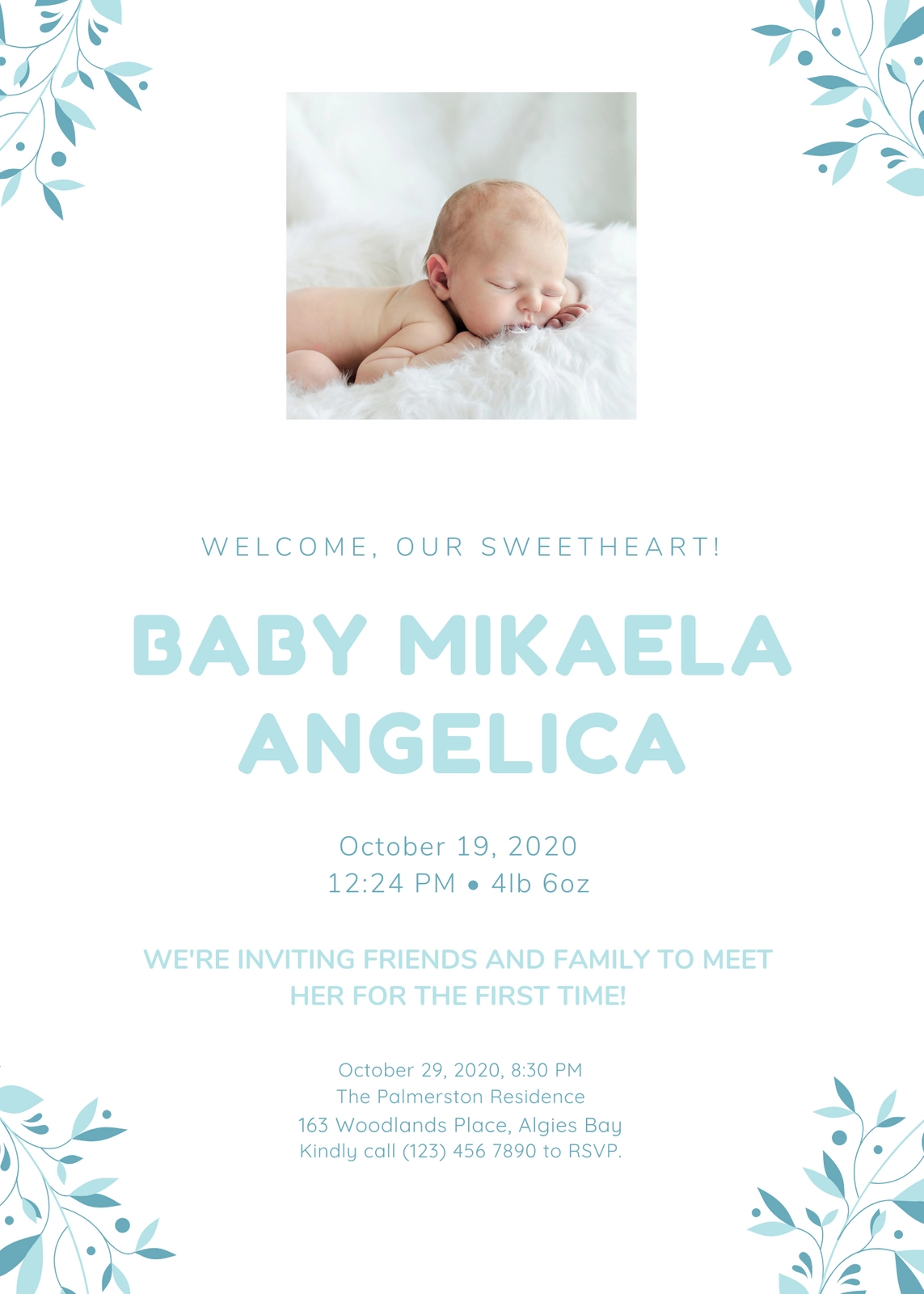 Free Printable Customizable Birth Announcement Templates Canva