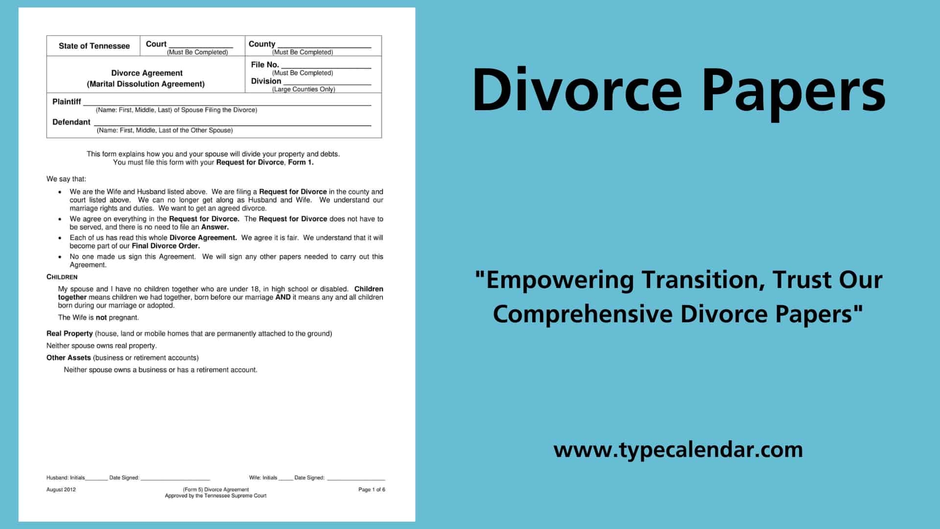 free printable divorce forms