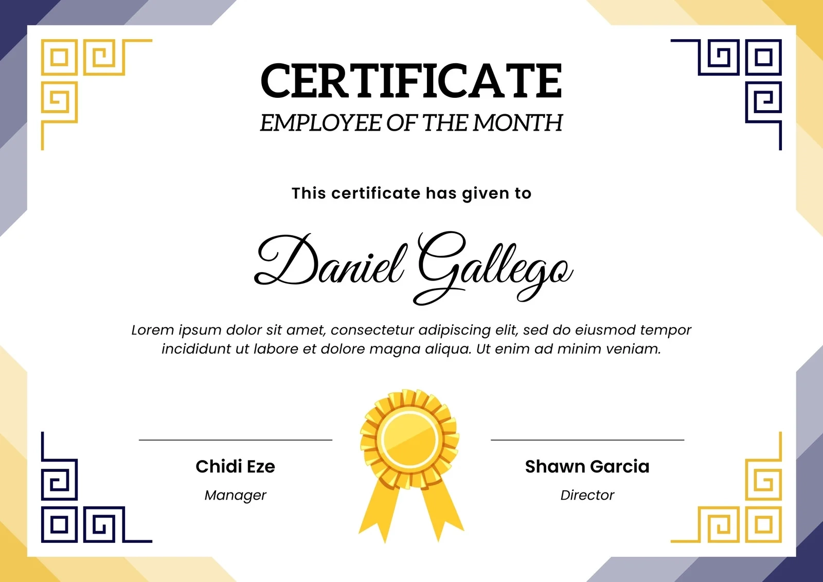 Free Printable Employee Of The Month Certificate Templates Canva