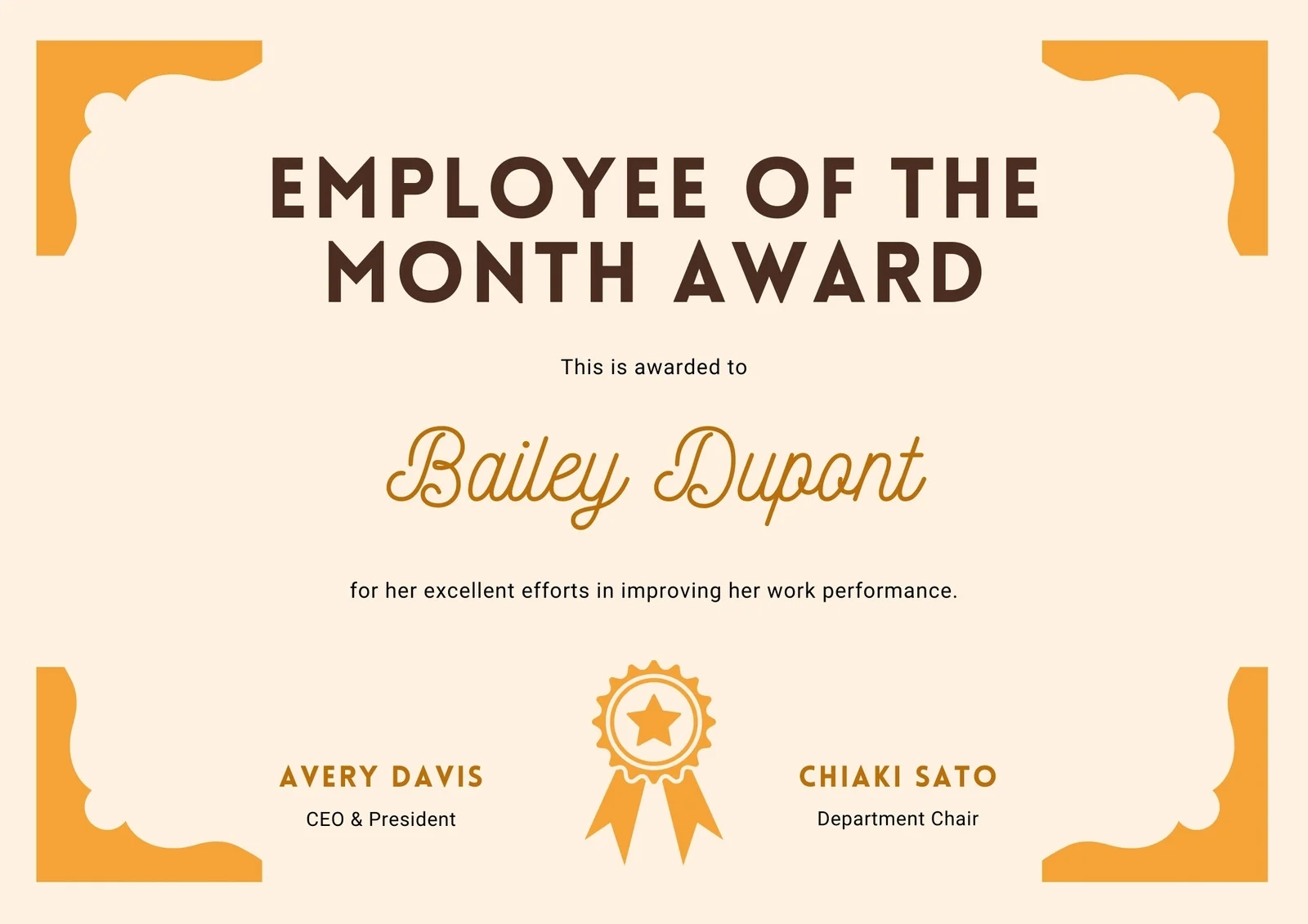 Free Printable Employee Of The Month Certificate Templates Canva