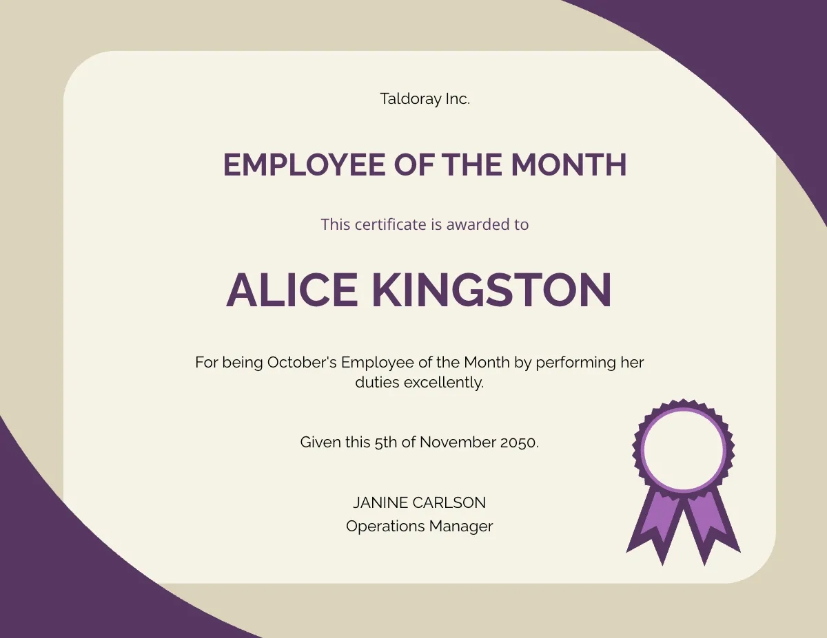 Free Printable Employee Of The Month Certificate Templates To Customize Online
